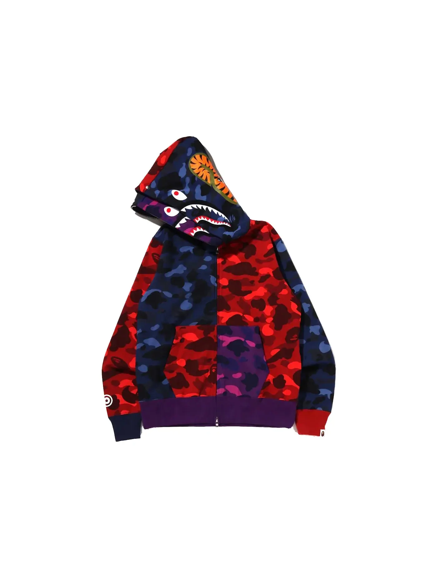 Мужская худи на молнии с принтом BAPE Crazy Shark Wide Fit Full Zip Double Hoodie Multi — изображение 2 из 3, мульти