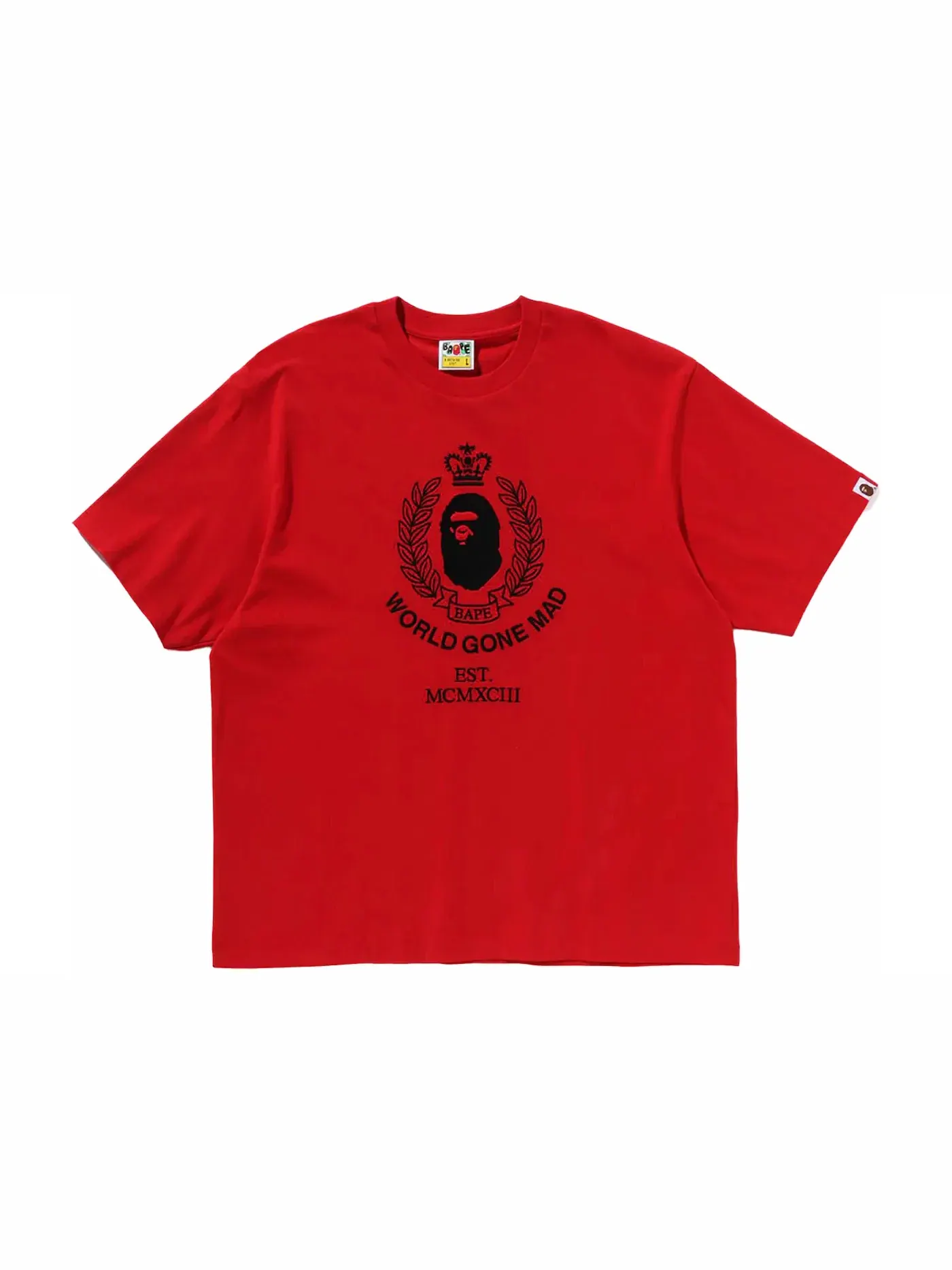 Мужская футболка свободного кроя с принтом BAPE Crest College Logo Tee BAPE — изображение 1 из 2, красный