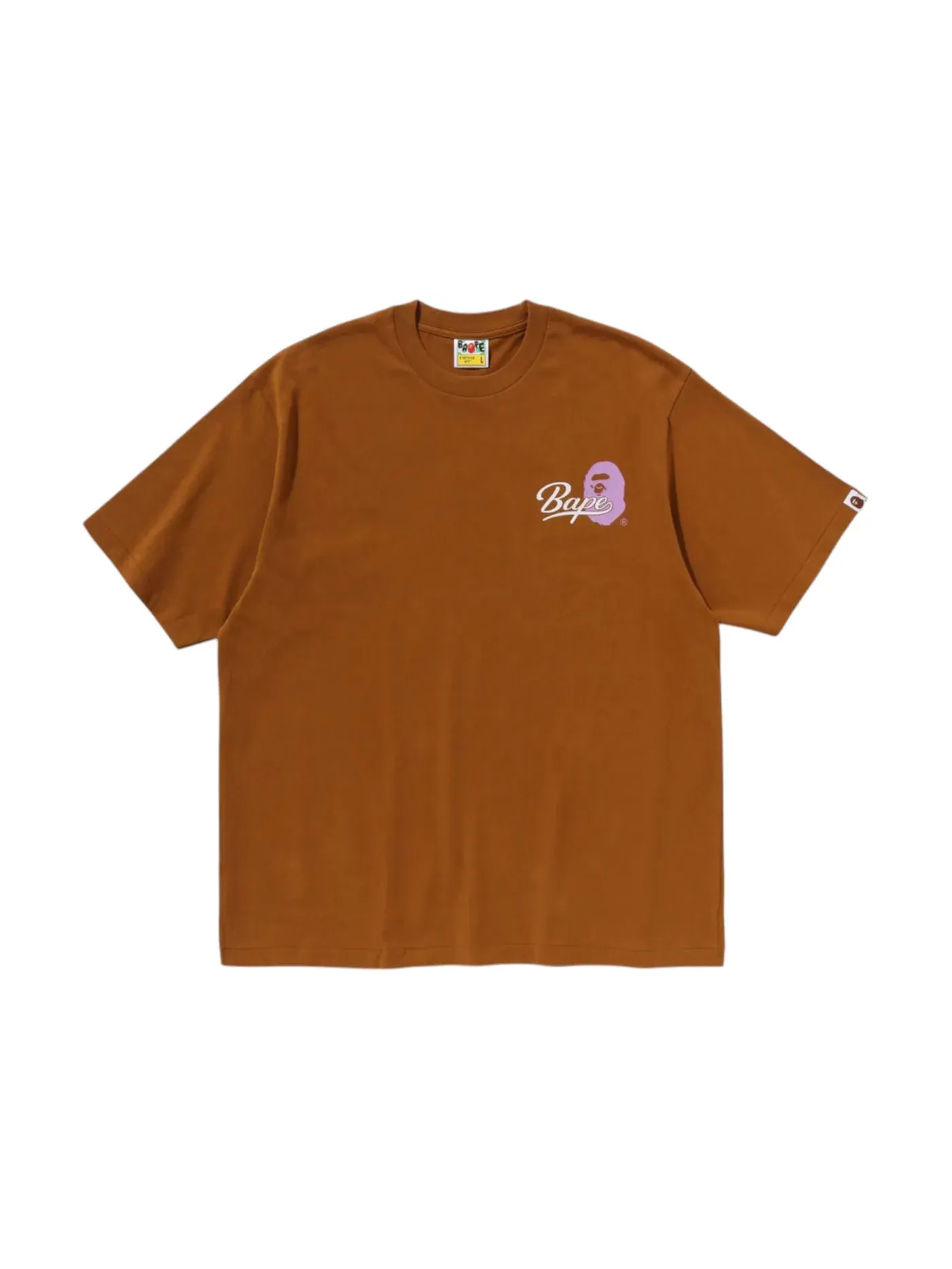 Мужская футболка свободного кроя BAPE Cursive College Logo Tee — изображение 1 из 2, коричневый