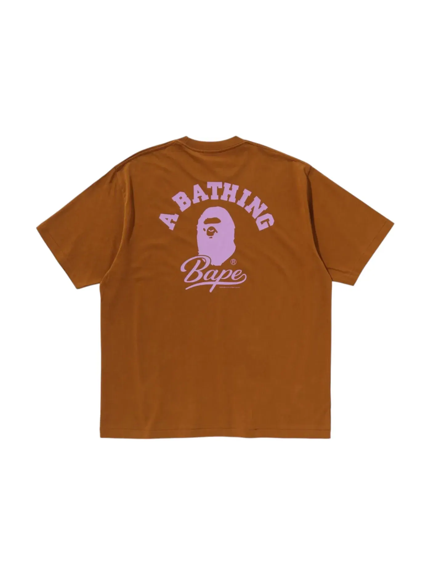 Мужская футболка свободного кроя BAPE Cursive College Logo Tee — изображение 2 из 2, коричневый