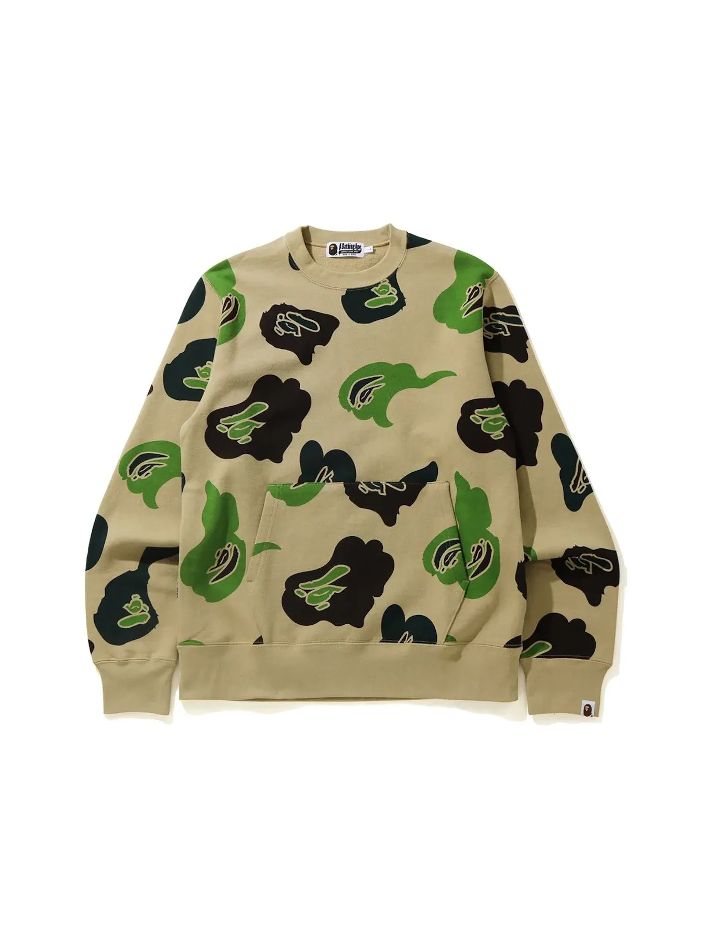 Мужской свитшот с камуфляжным принтом BAPE Crewneck — изображение 1 из 1, бежевый