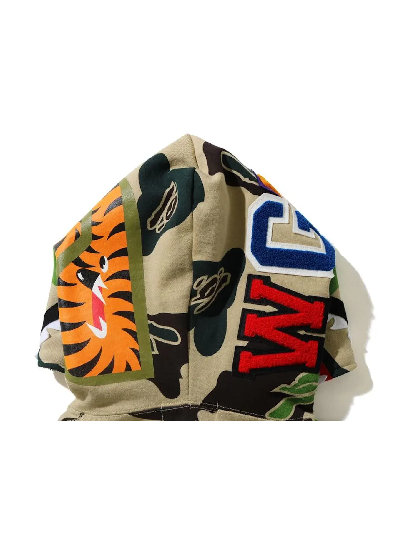Мужская худи с принтом BAPE Def Camo Shark Full Zip Hoodie BAPE — изображение 3 из 3, бежевый