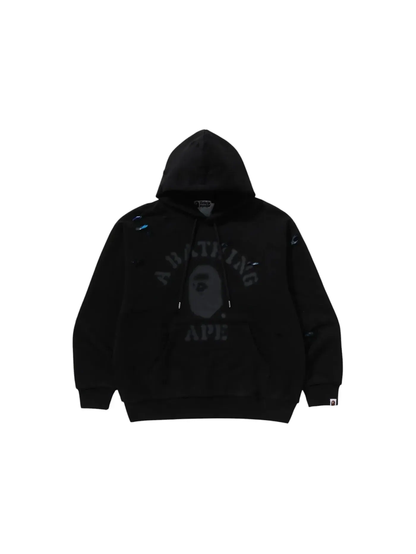 Мужской худи свободного кроя с принтом BAPE Destroyed College Relaxed Fit Layered Pullover Hoodie — изображение 1 из 1