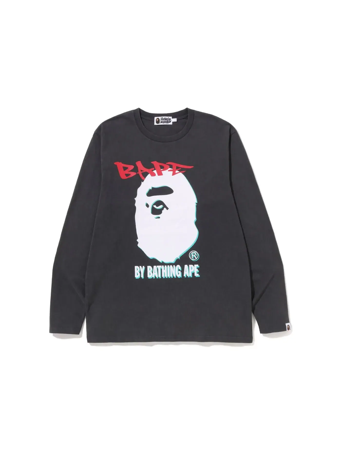 Мужская футболка с длинным рукавом с принтом BAPE Tee — изображение 1 из 2, черный