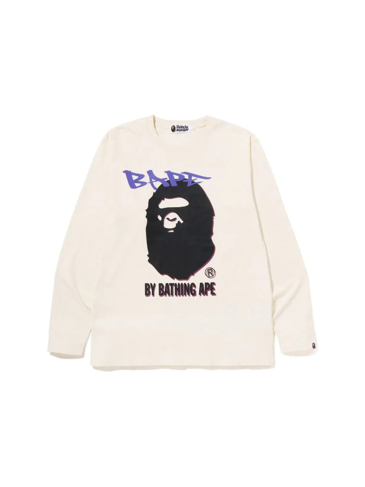 Мужская футболка с длинным рукавом с принтом BAPE — изображение 1 из 2, белый
