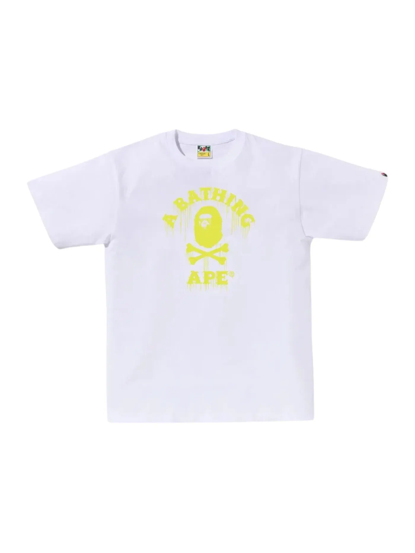 Мужская футболка с принтом Drip Ape Crossbone College Tee BAPE — изображение 1 из 1, белый