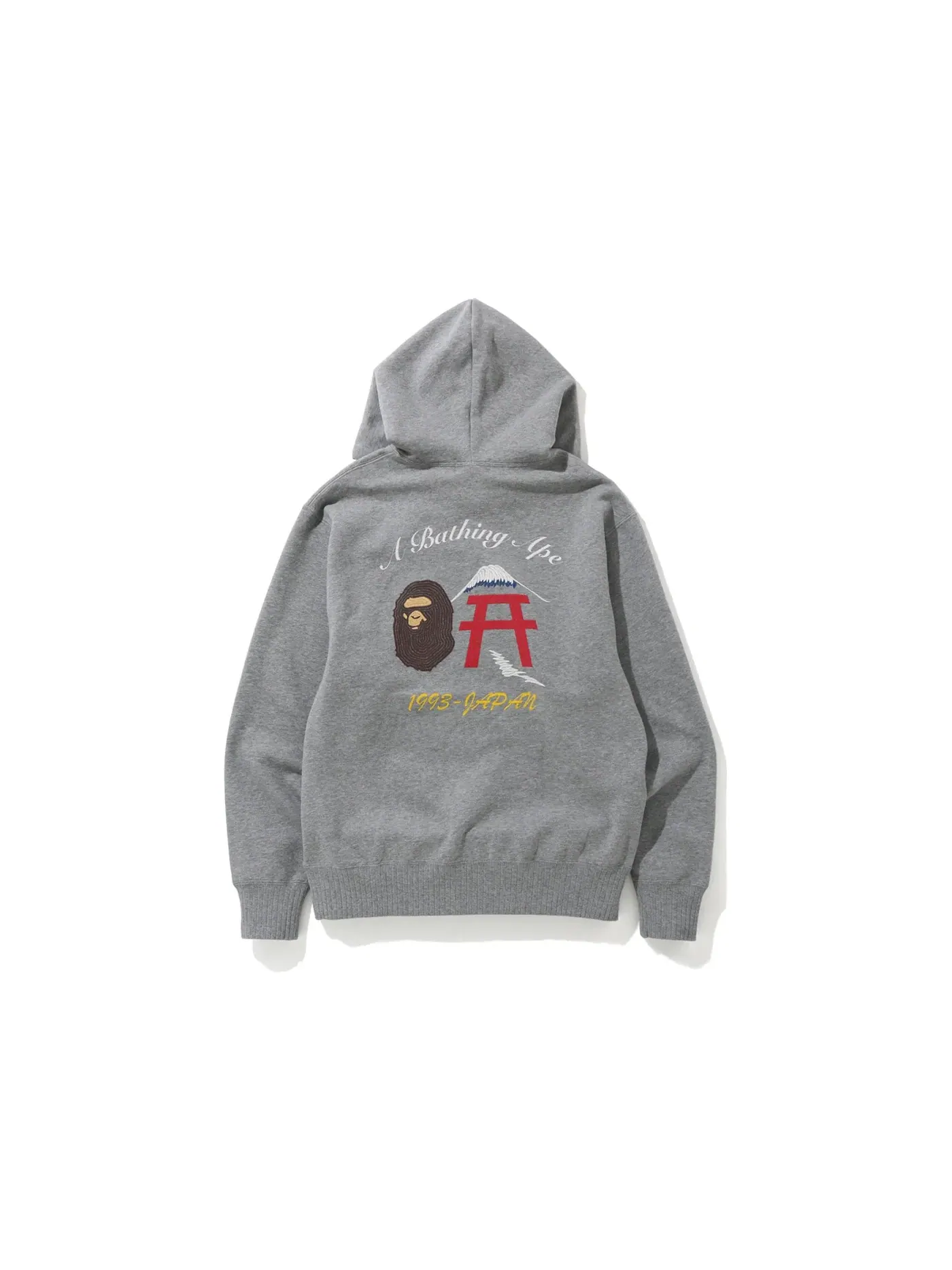 Мужская худи свободного кроя с вышивкой BAPE — изображение 2 из 3, серый