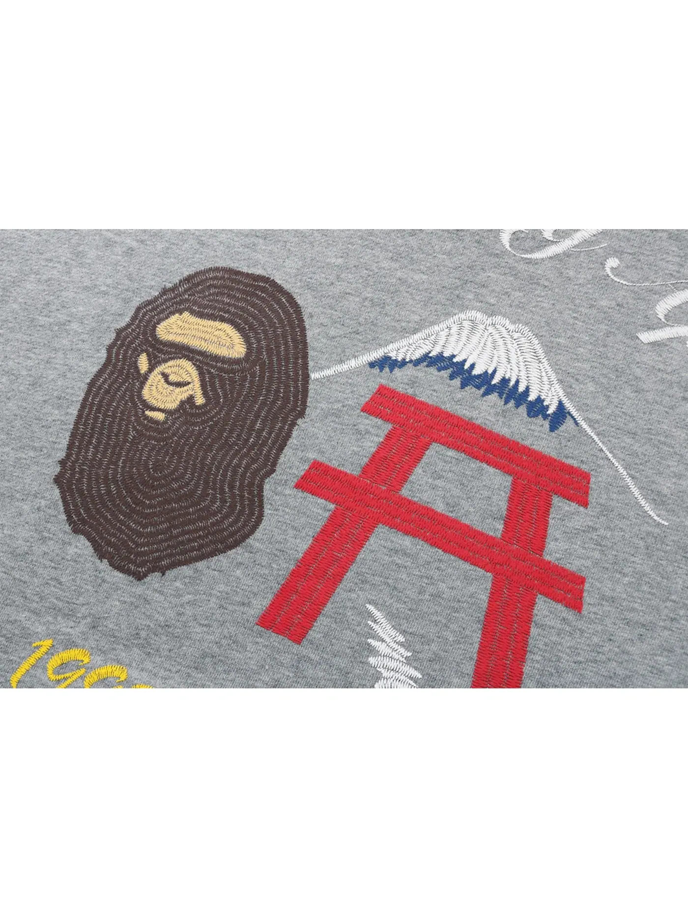 Мужская худи свободного кроя с вышивкой BAPE — изображение 3 из 3, серый