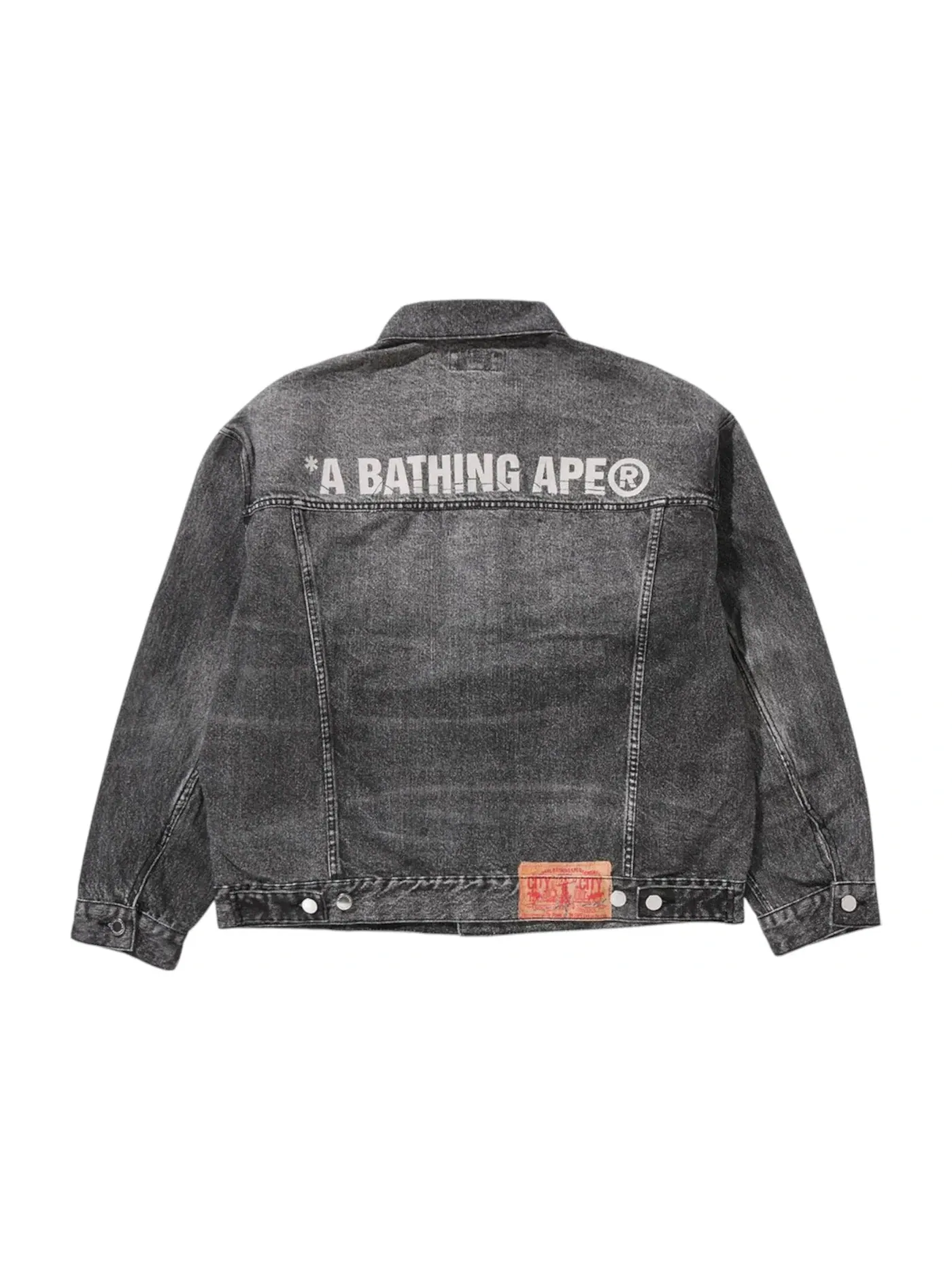 Мужская джинсовая куртка с принтом Fake Print BAPE — изображение 2 из 2, черный
