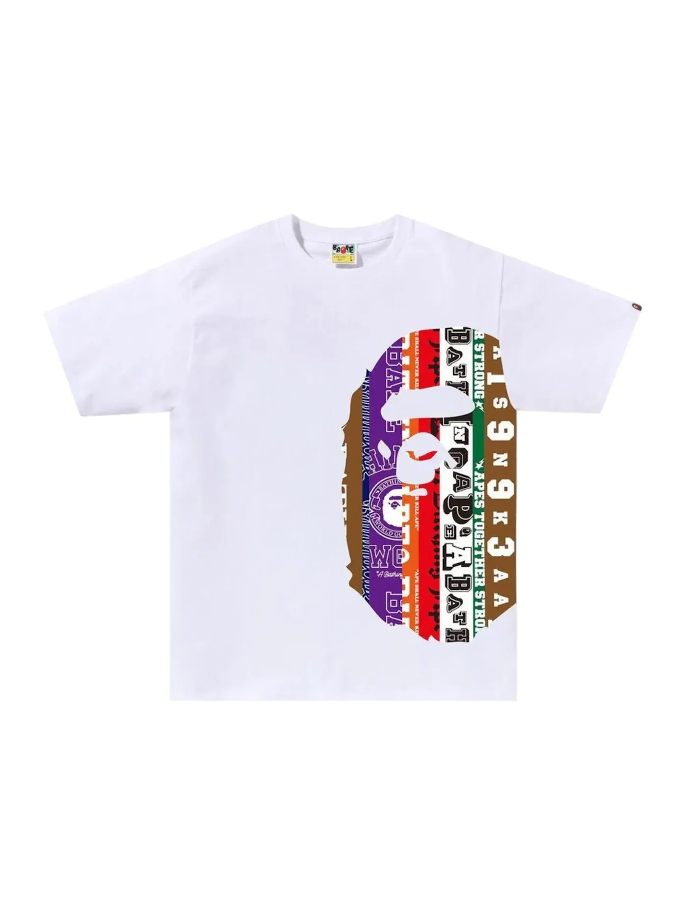 Мужская футболка с принтом BAPE Fans Scarf Side Big Ape Head Tee BAPE — изображение 1 из 1, белый