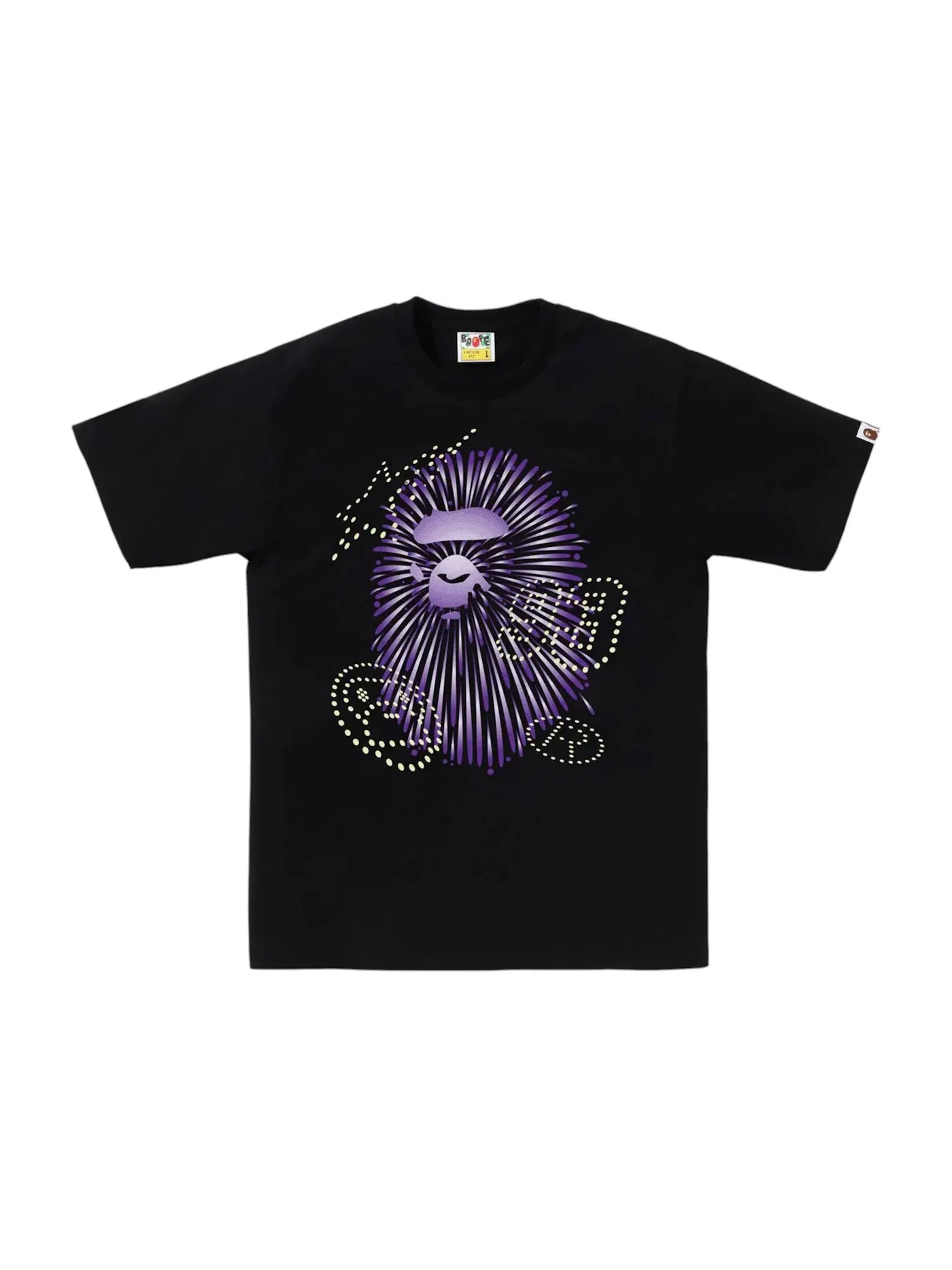 Мужская футболка с принтом Firework Ape Head I Tee BAPE — изображение 1 из 1, черный