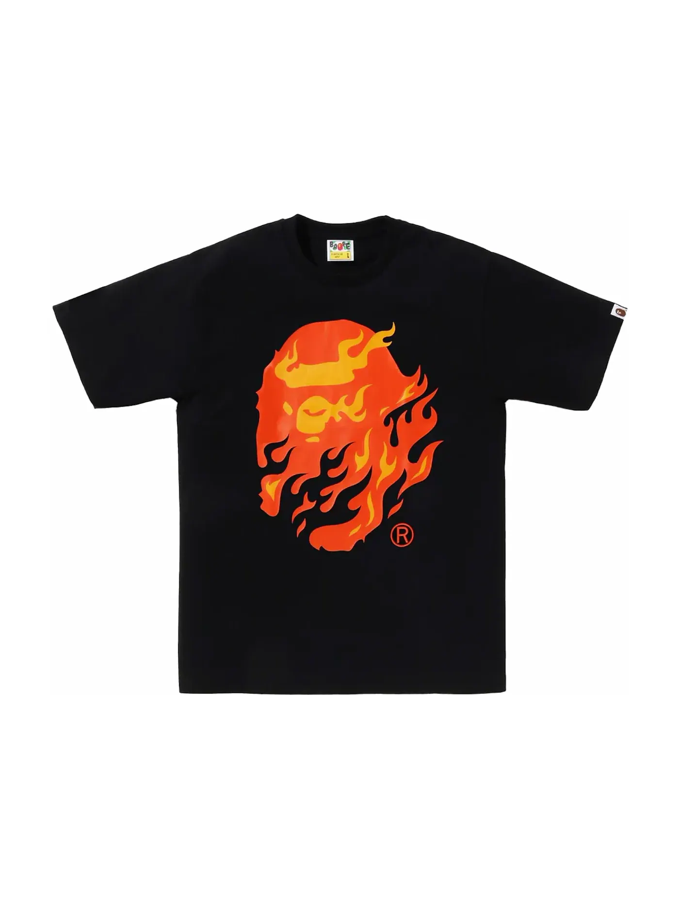Мужская футболка с принтом Flame Ape Head Tee BAPE — изображение 1 из 1, черный/красный