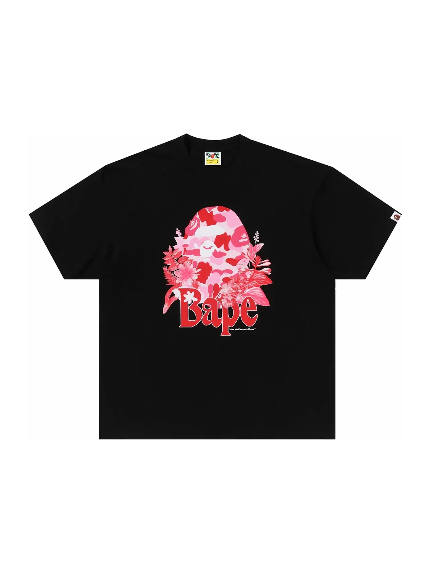 Мужская футболка с принтом BAPE Flora Big Ape Head Relaxed Fit Tee BAPE — изображение 1 из 1, черный