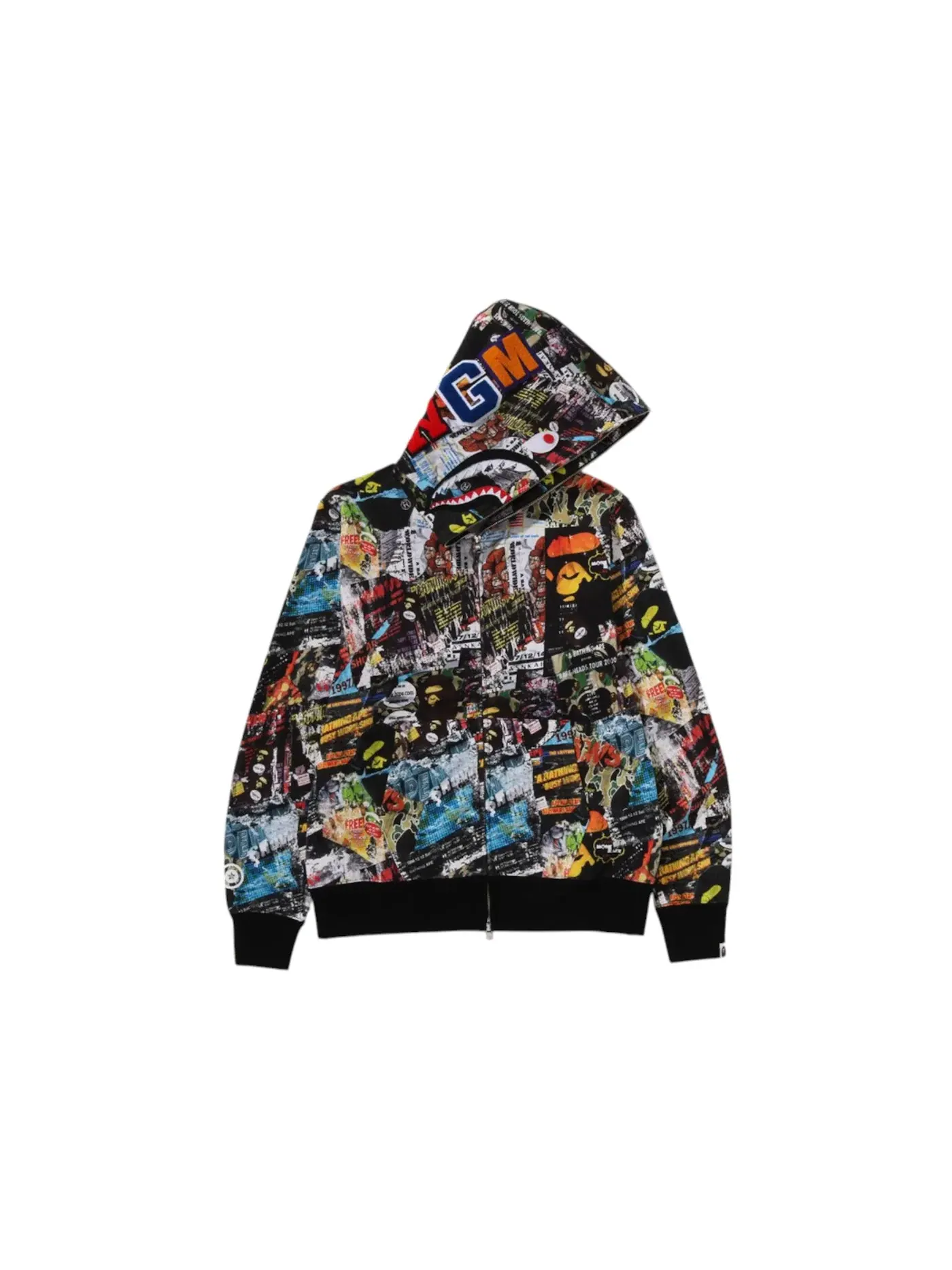 Мужская худи с принтом BAPE Flyer Pattern Shark Full Zip Hoodie BAPE — изображение 1 из 2, мульти