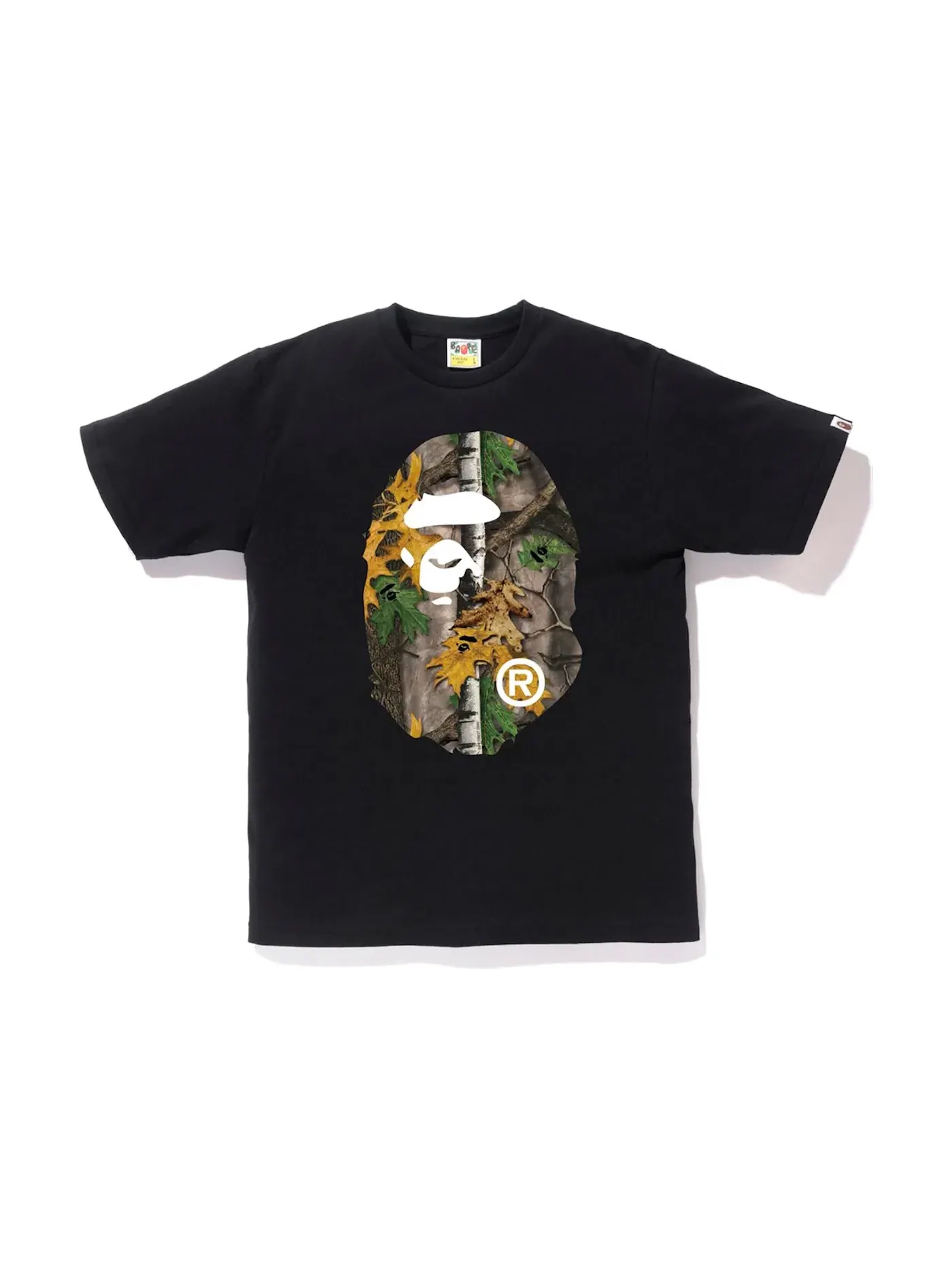 Мужская футболка с принтом BAPE Forest Camo Big Ape Head Tee BAPE — изображение 1 из 2, черный/бежевый