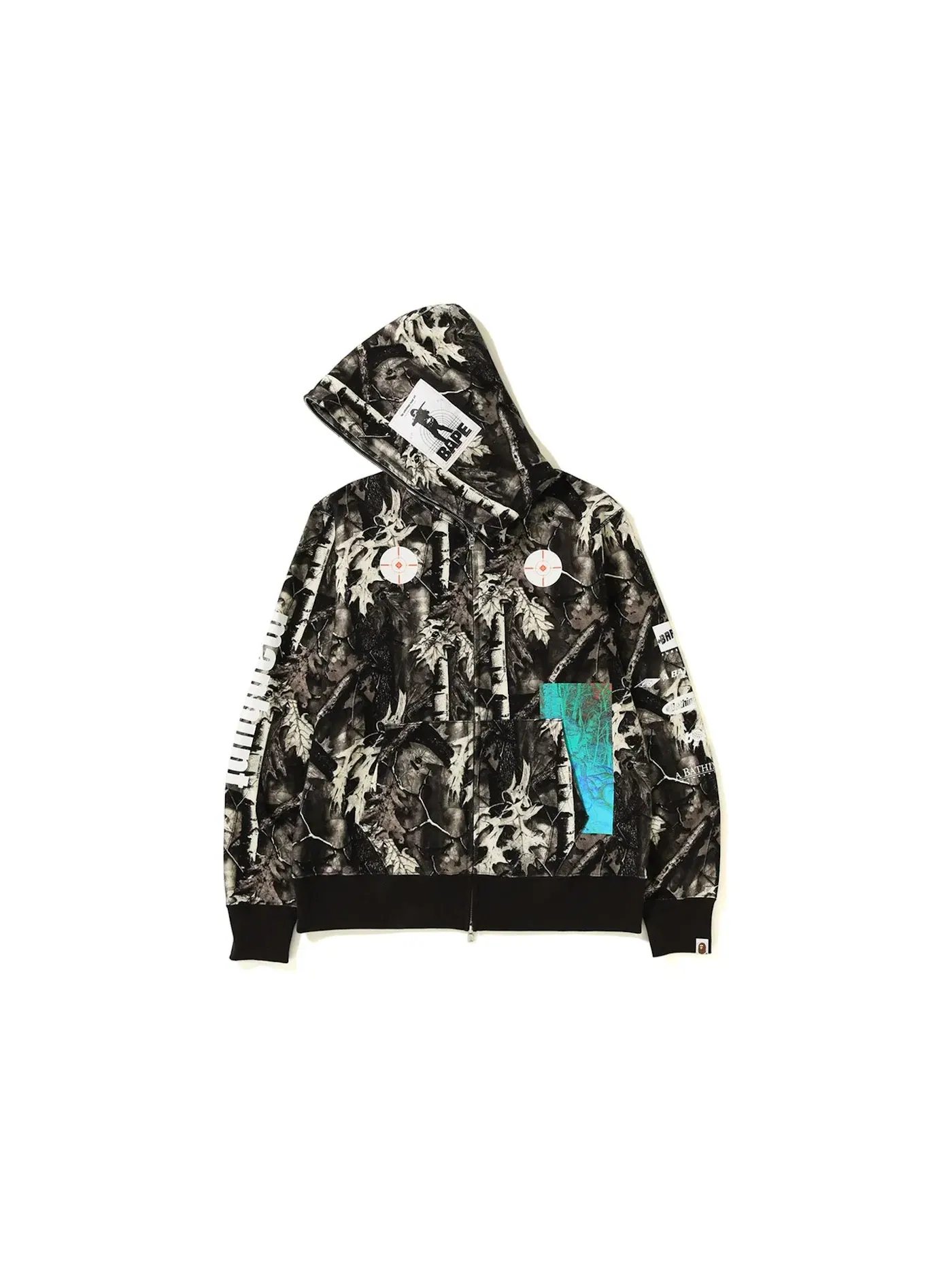 Мужская худи с камуфляжным принтом BAPE — изображение 1 из 3, черный
