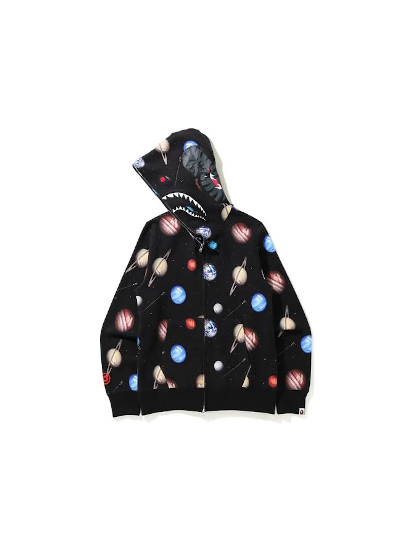 Мужская худи с принтом Galaxy Shark BAPE — изображение 2 из 3, черный