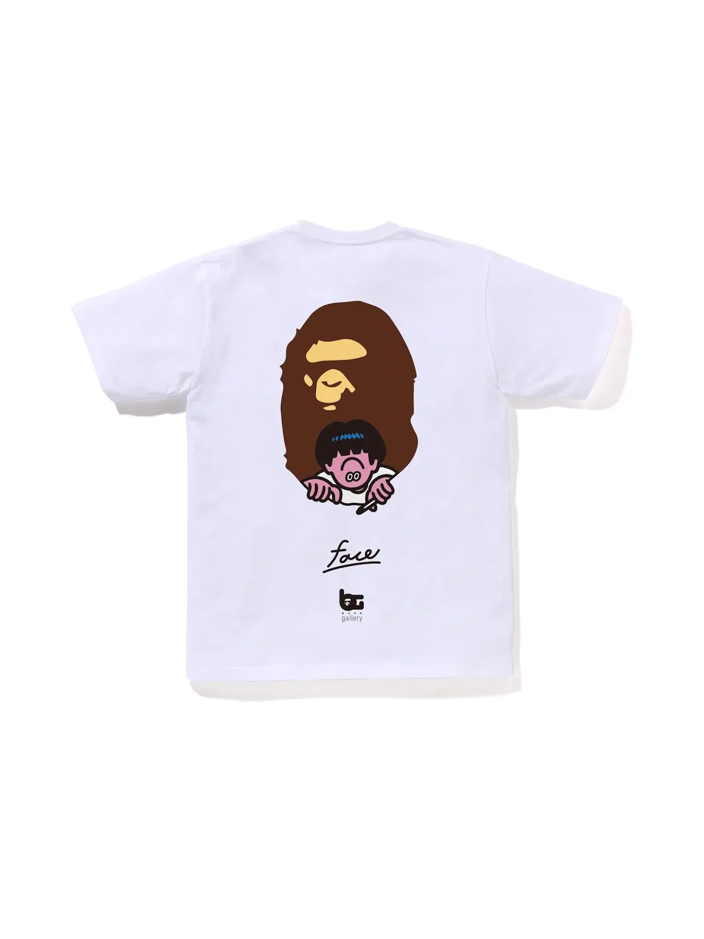 Мужская футболка с принтом BAPE Gallery x Face Oka Tee BAPE — изображение 2 из 2, белый