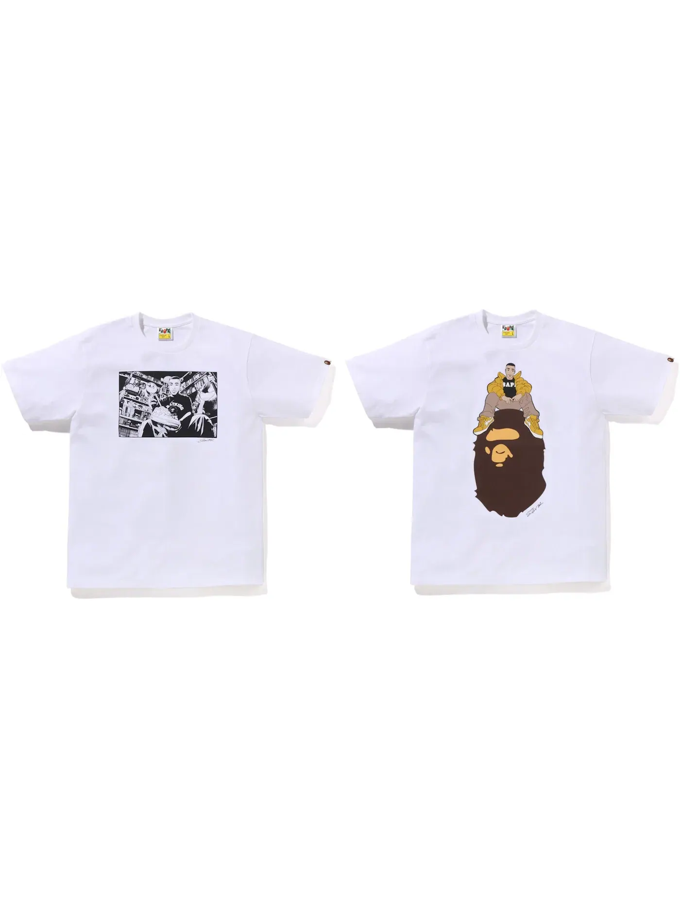 Мужская футболка с принтом BAPE Gallery x Santa Inoue Tee BAPE — изображение 2 из 2, белый