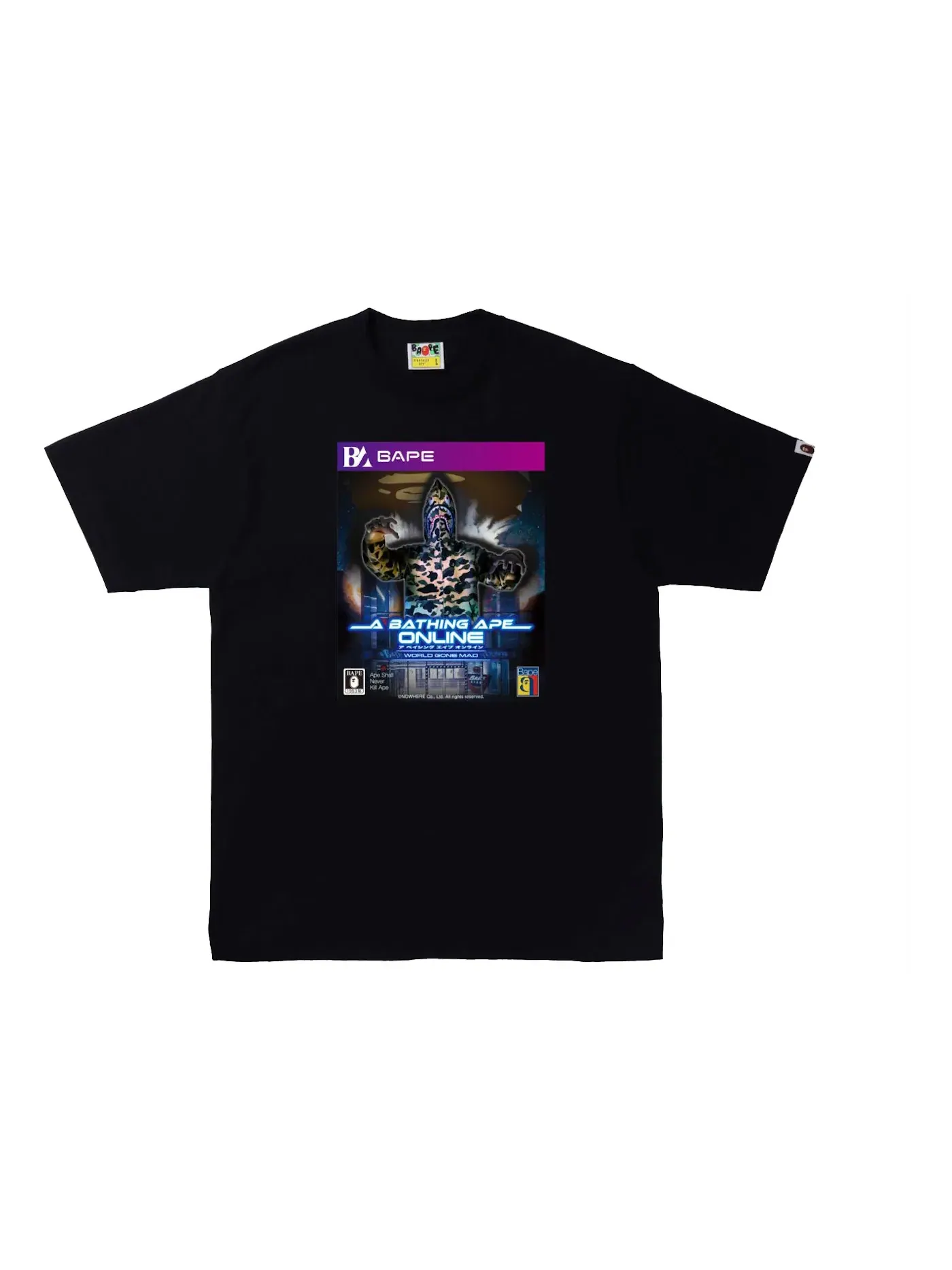 Мужская футболка с принтом BAPE Game Package Tee BAPE — изображение 1 из 2, черный
