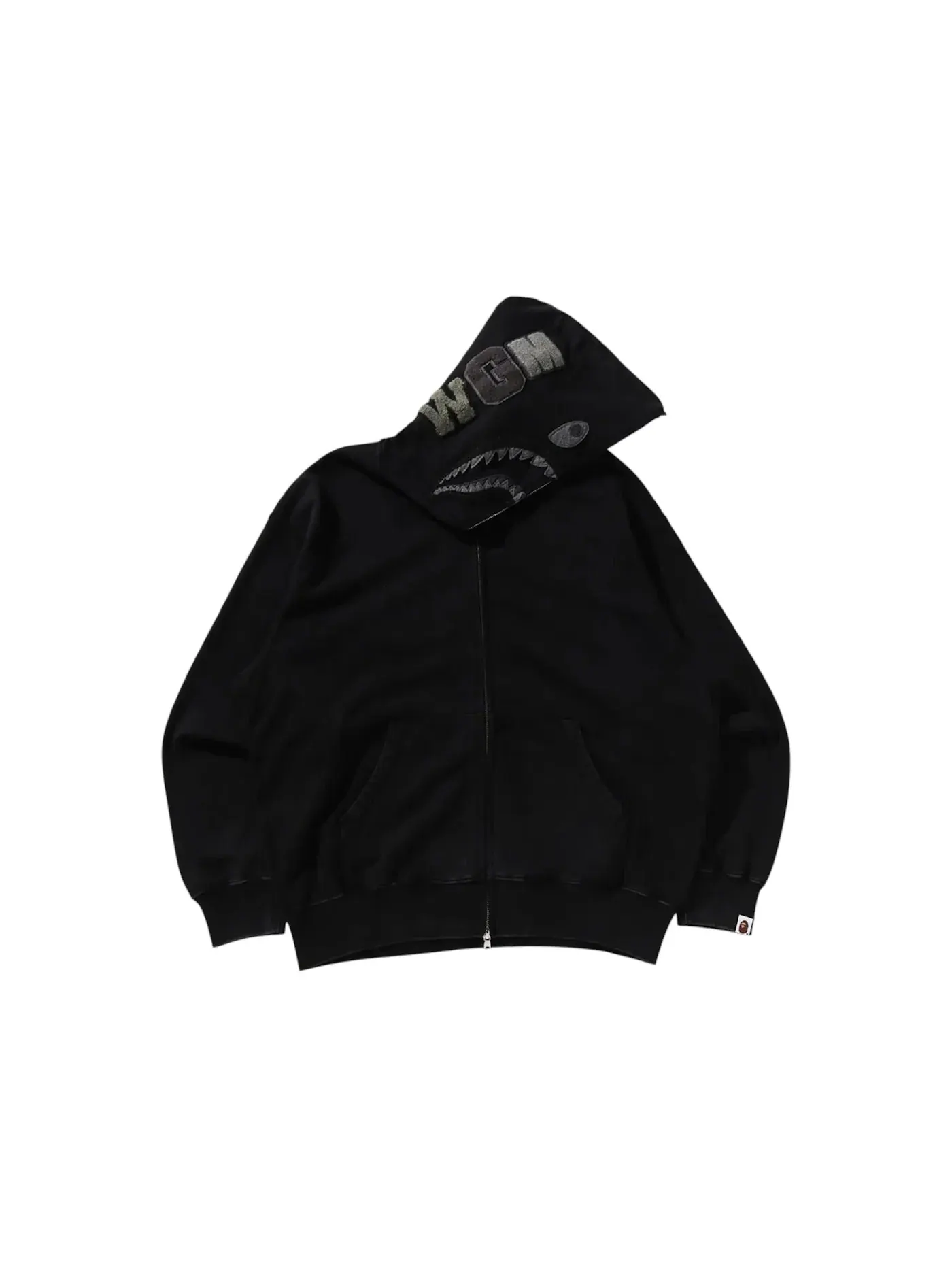 Мужское худи свободного кроя с принтом Shark BAPE — изображение 1 из 2, черный