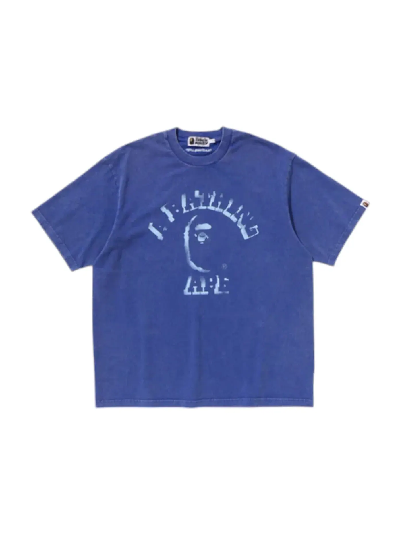 Мужская футболка свободного кроя BAPE Garment Dye Spray Print College Relaxed Fit Tee — изображение 1 из 2, синий
