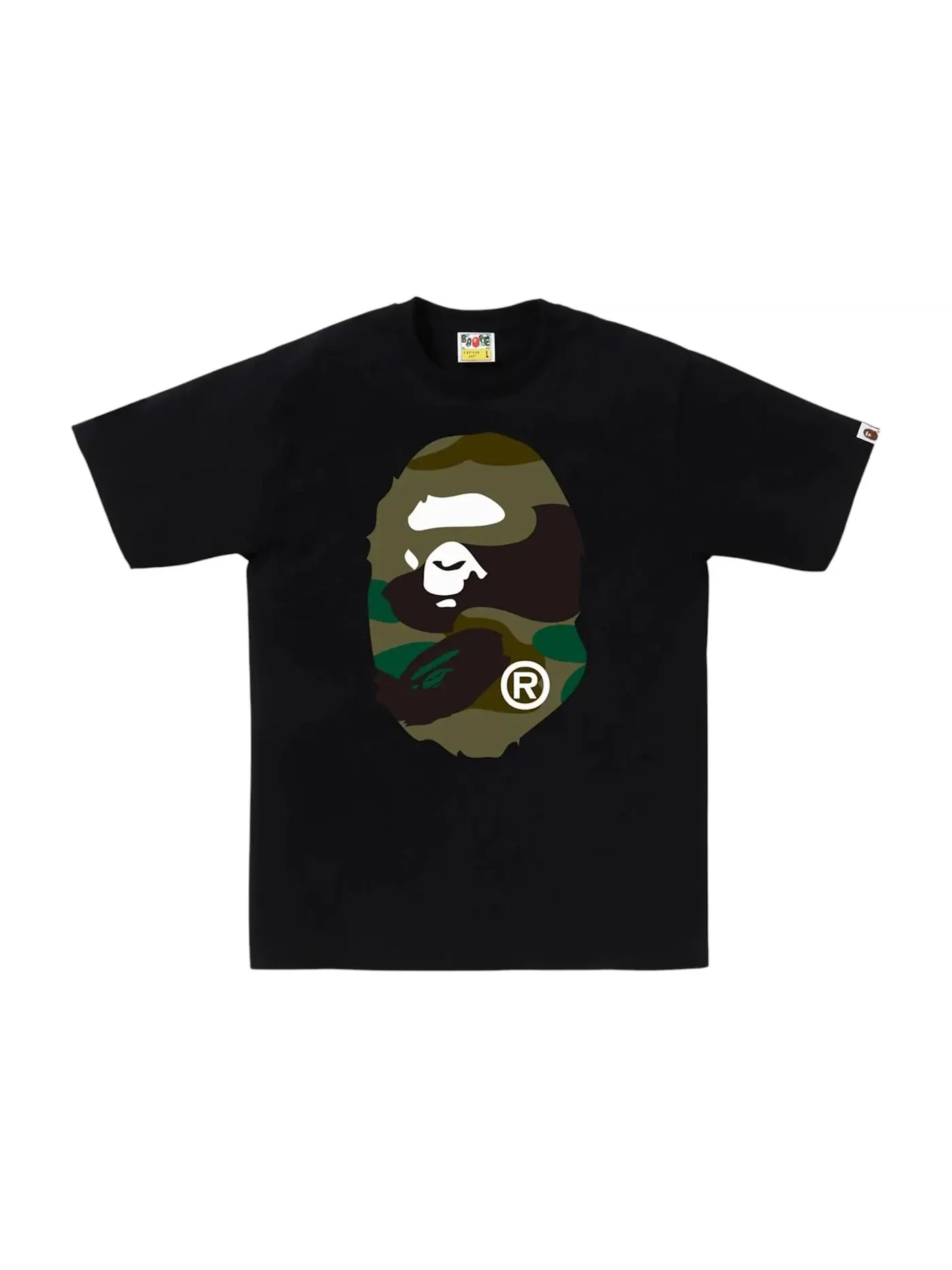 Мужская футболка с принтом Giant 1st Camo Big Ape Head BAPE — изображение 1 из 1, черный/зеленый