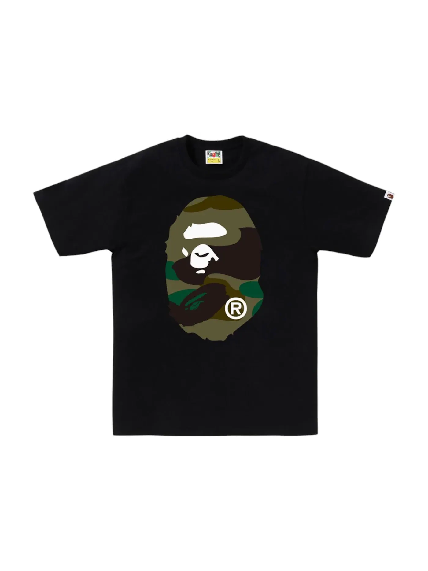 Мужская футболка с принтом BAPE Giant 1st Camo Big Ape Head Tee BAPE — изображение 1 из 2, черный/зеленый
