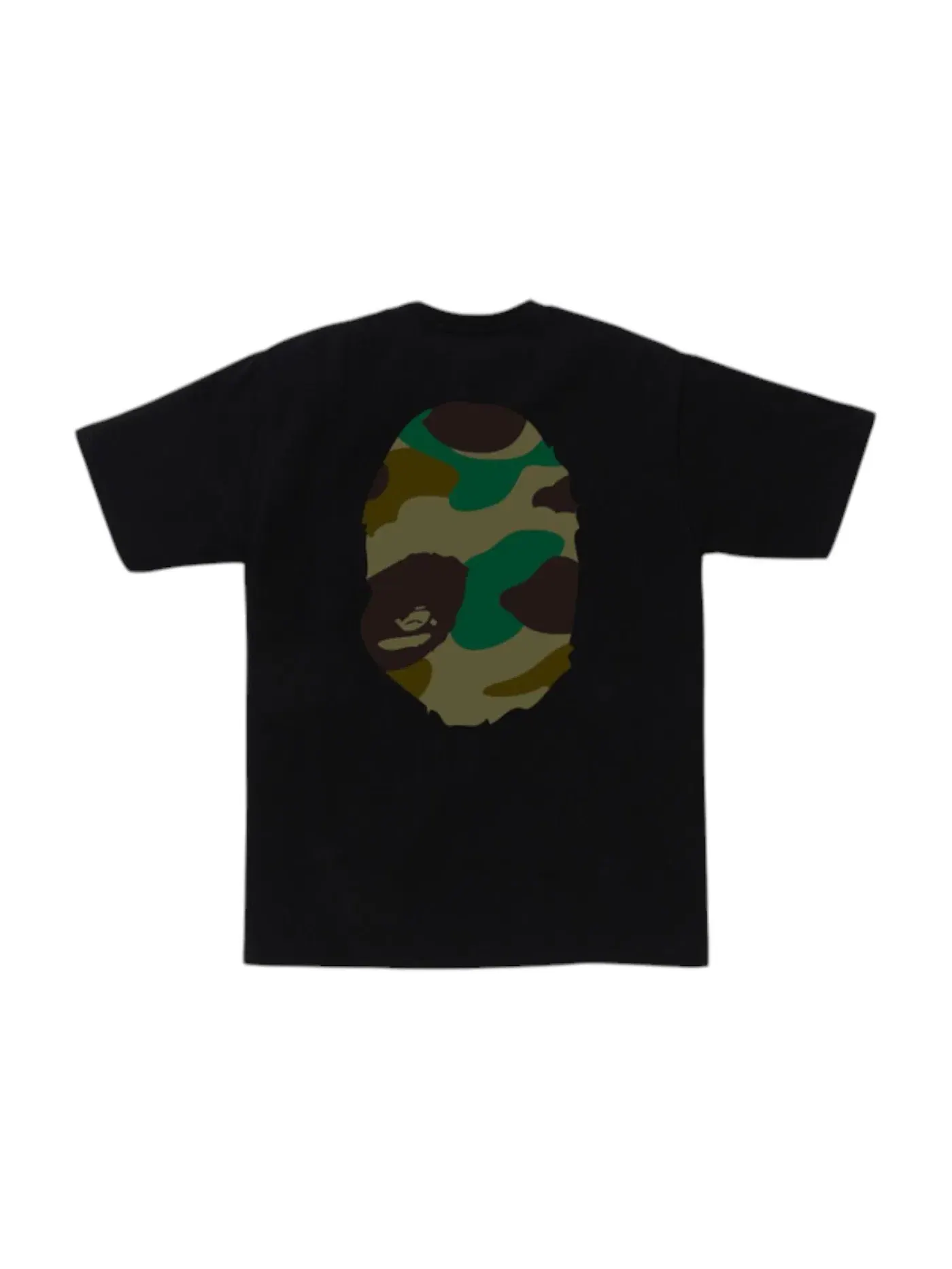 Мужская футболка с принтом BAPE Giant 1st Camo Big Ape Head Tee BAPE — изображение 2 из 2, черный/зеленый