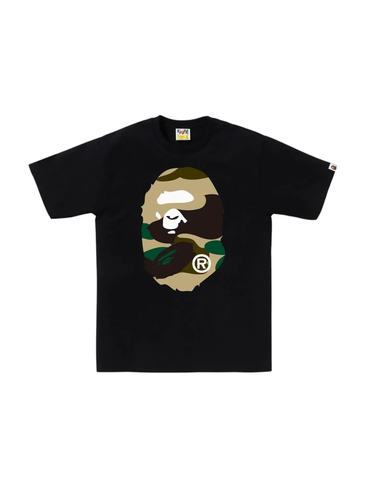 Мужская футболка с принтом BAPE Giant 1st Camo Big Ape Head Tee BAPE — изображение 1 из 2, черный желтый