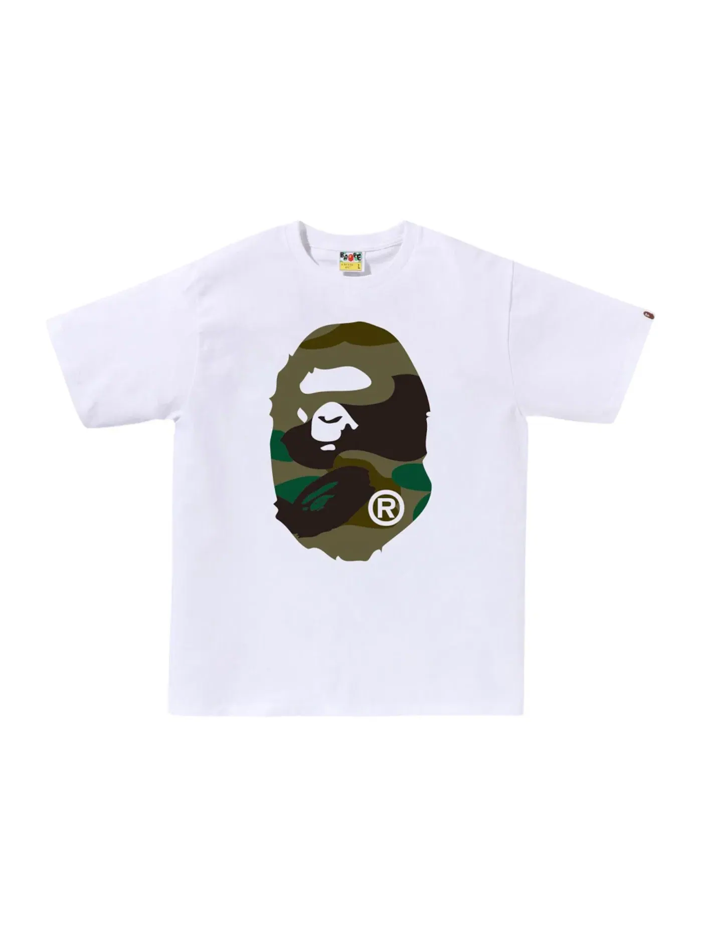 Мужская футболка с принтом Big Ape Head BAPE — изображение 1 из 2, белый/зеленый