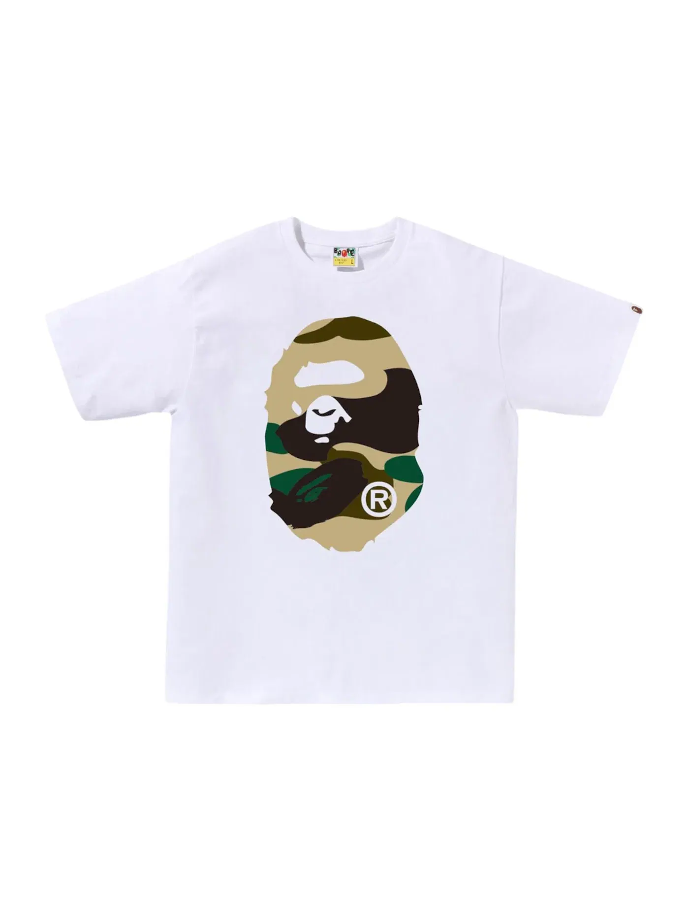 Мужская футболка с принтом BAPE Giant 1st Camo Big Ape Head Tee BAPE — изображение 1 из 2, белый/желтый