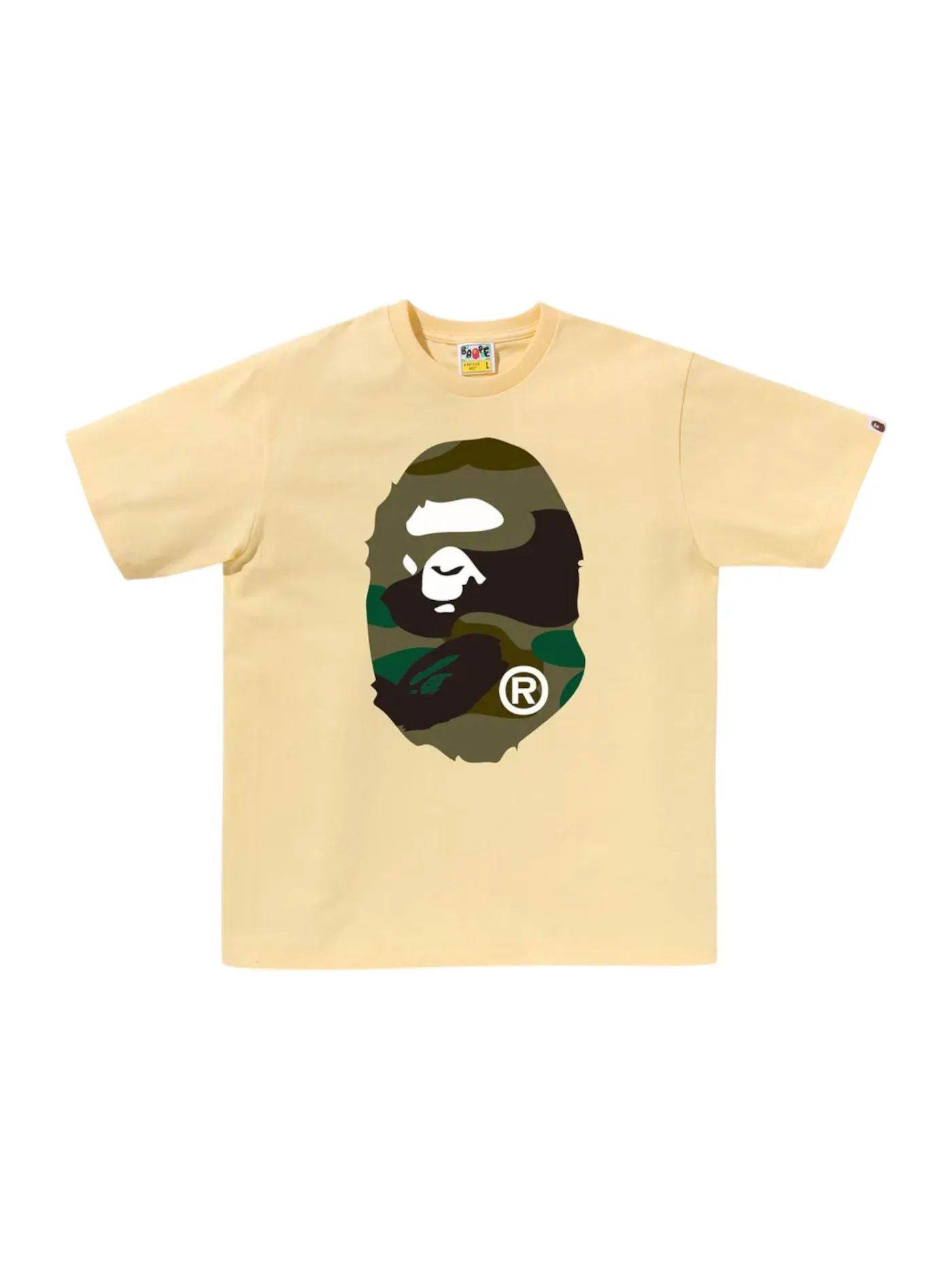 Мужская футболка с принтом BAPE Giant 1st Camo Big Ape Head Tee — изображение 1 из 2, желтый/зеленый