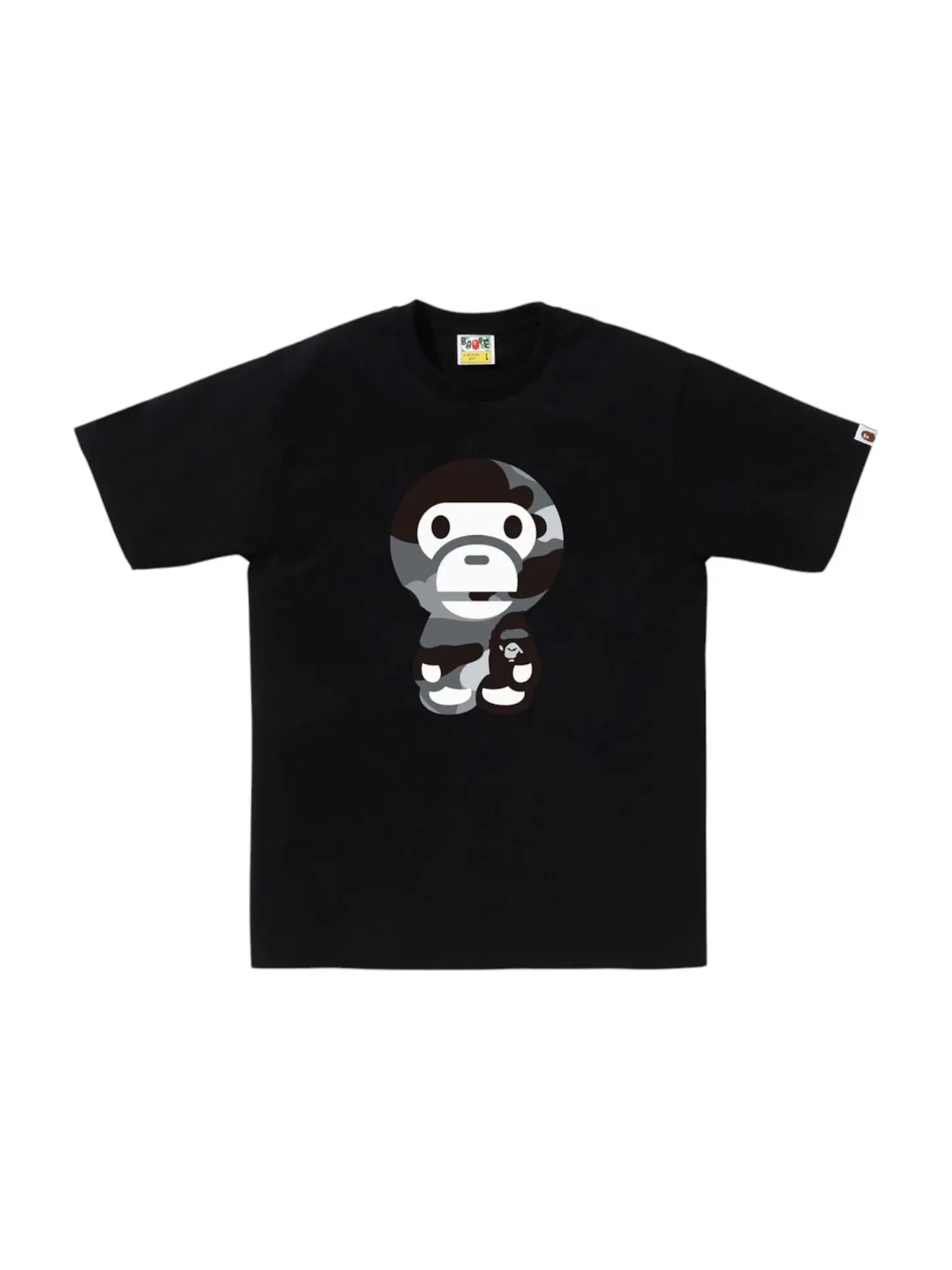 Мужская футболка с принтом Big Baby Milo BAPE — изображение 1 из 1, черный/серый