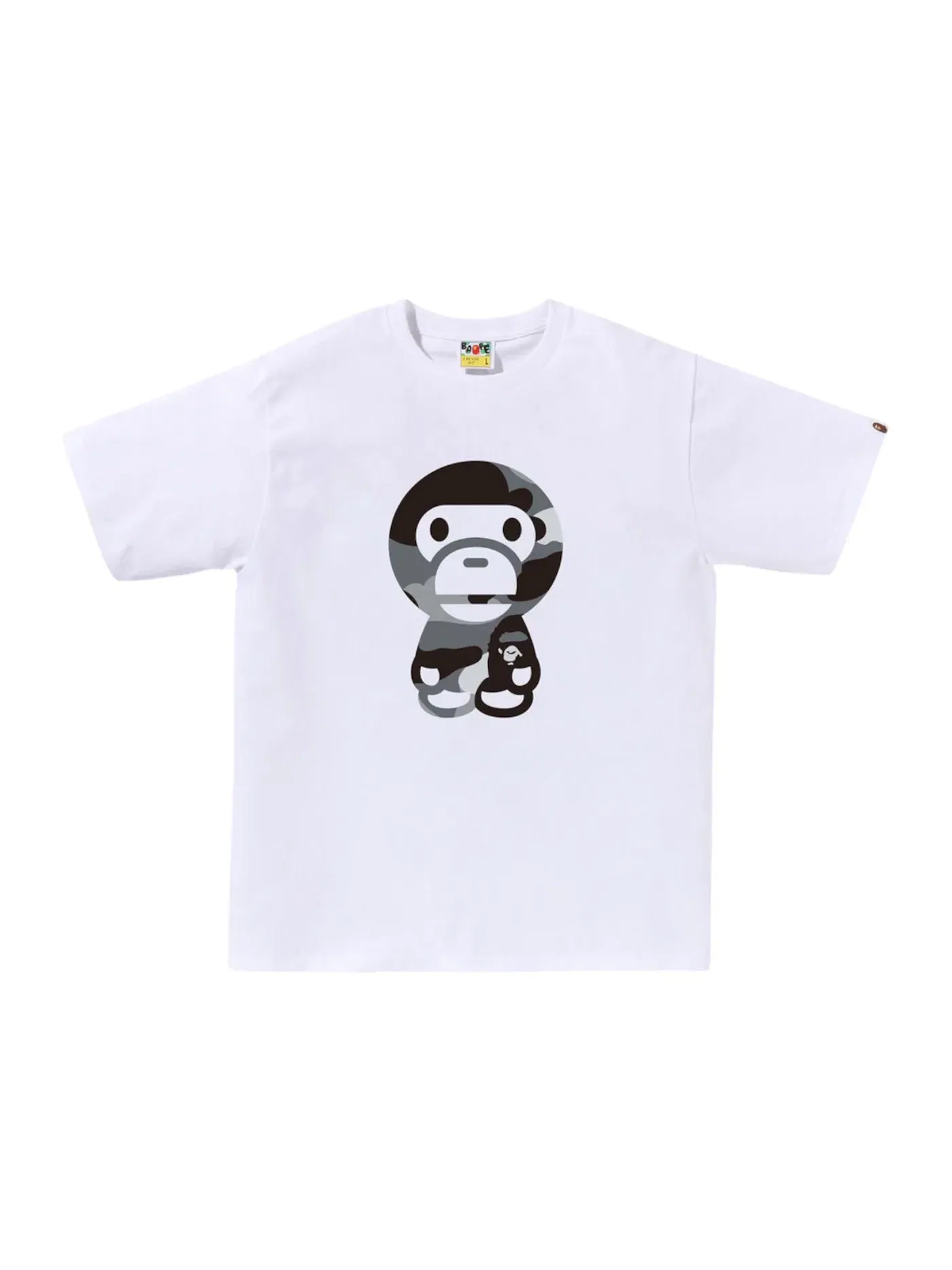 Мужская футболка с камуфляжным принтом BAPE Giant 1st Camo Big Baby Milo Tee — изображение 1 из 1, белый/серый