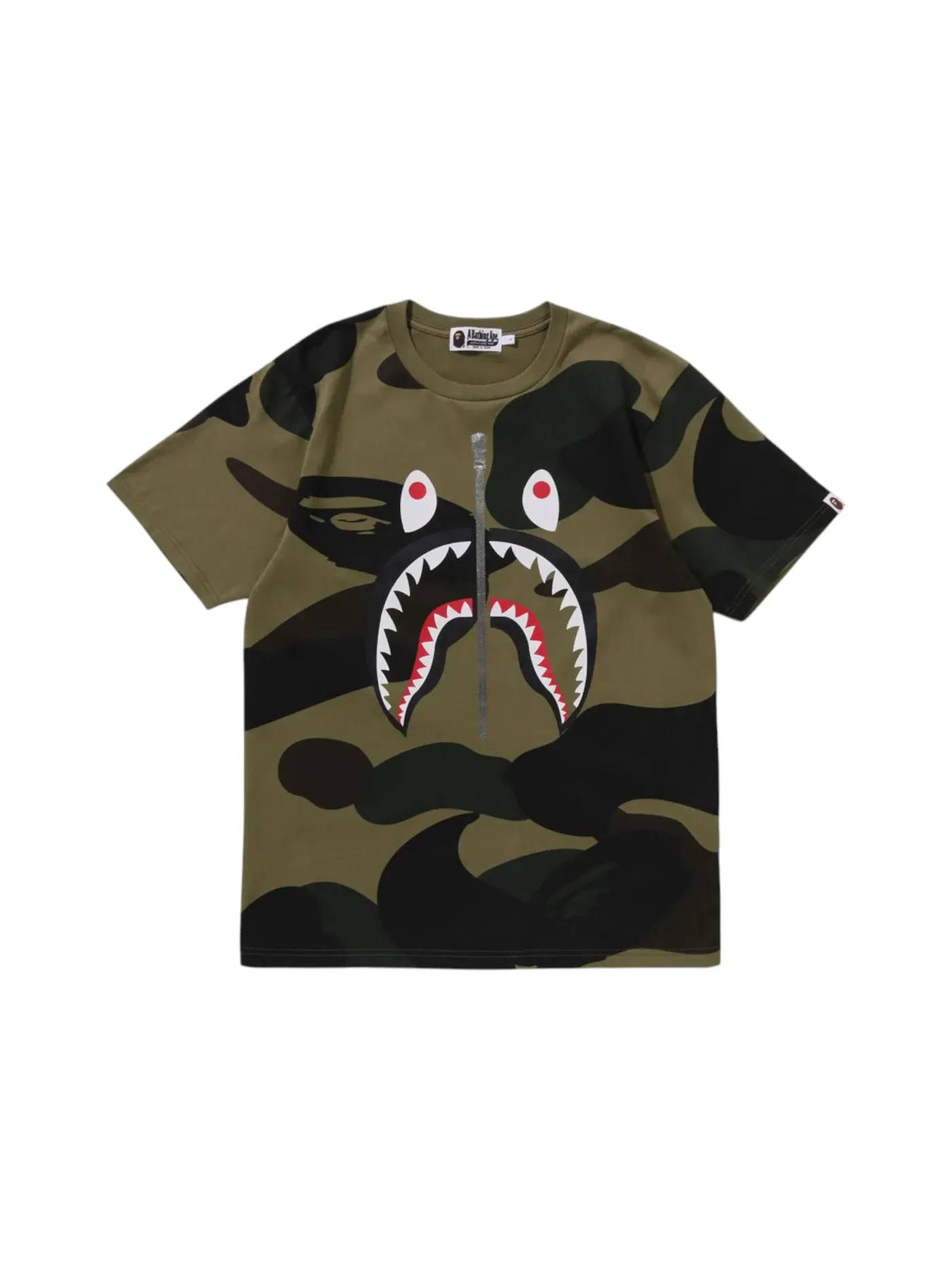 Мужская футболка с камуфляжным принтом BAPE Giant 1st Camo Shark Tee Green — изображение 1 из 2, зеленый
