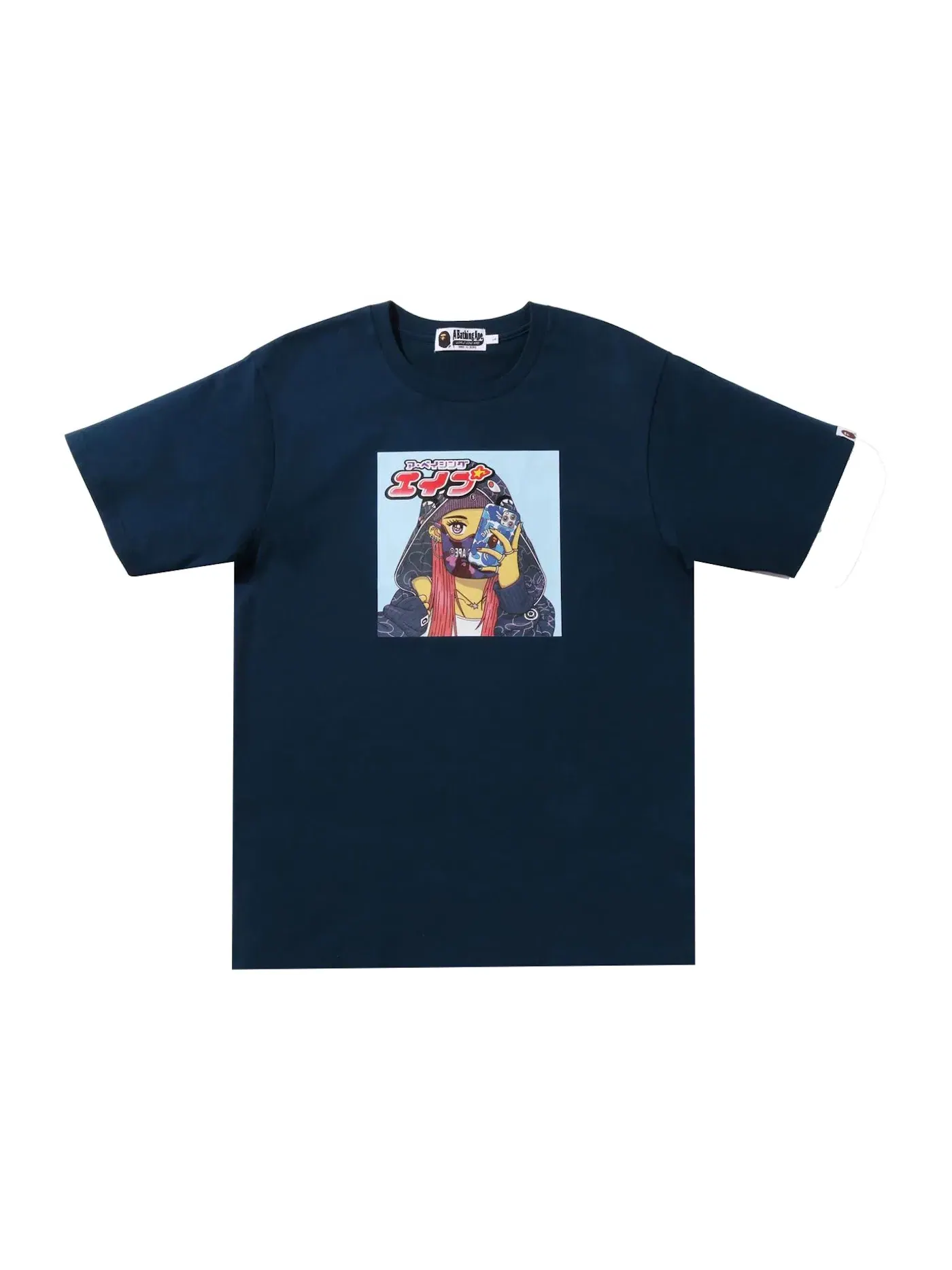 Мужская футболка с принтом BAPE Tee — изображение 1 из 3, темно-синий