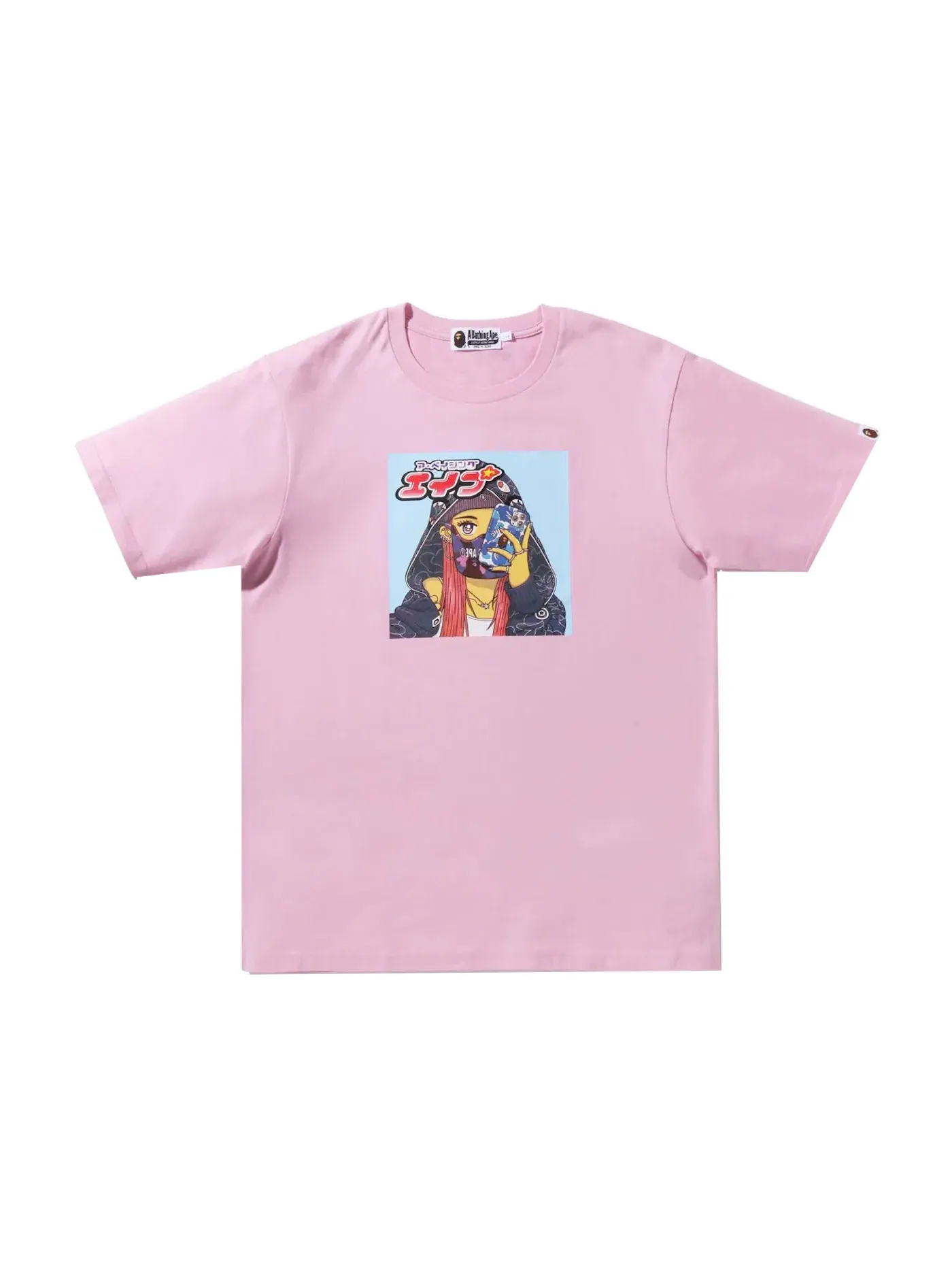 Мужская футболка с принтом BAPE Tee — изображение 1 из 3, розовый