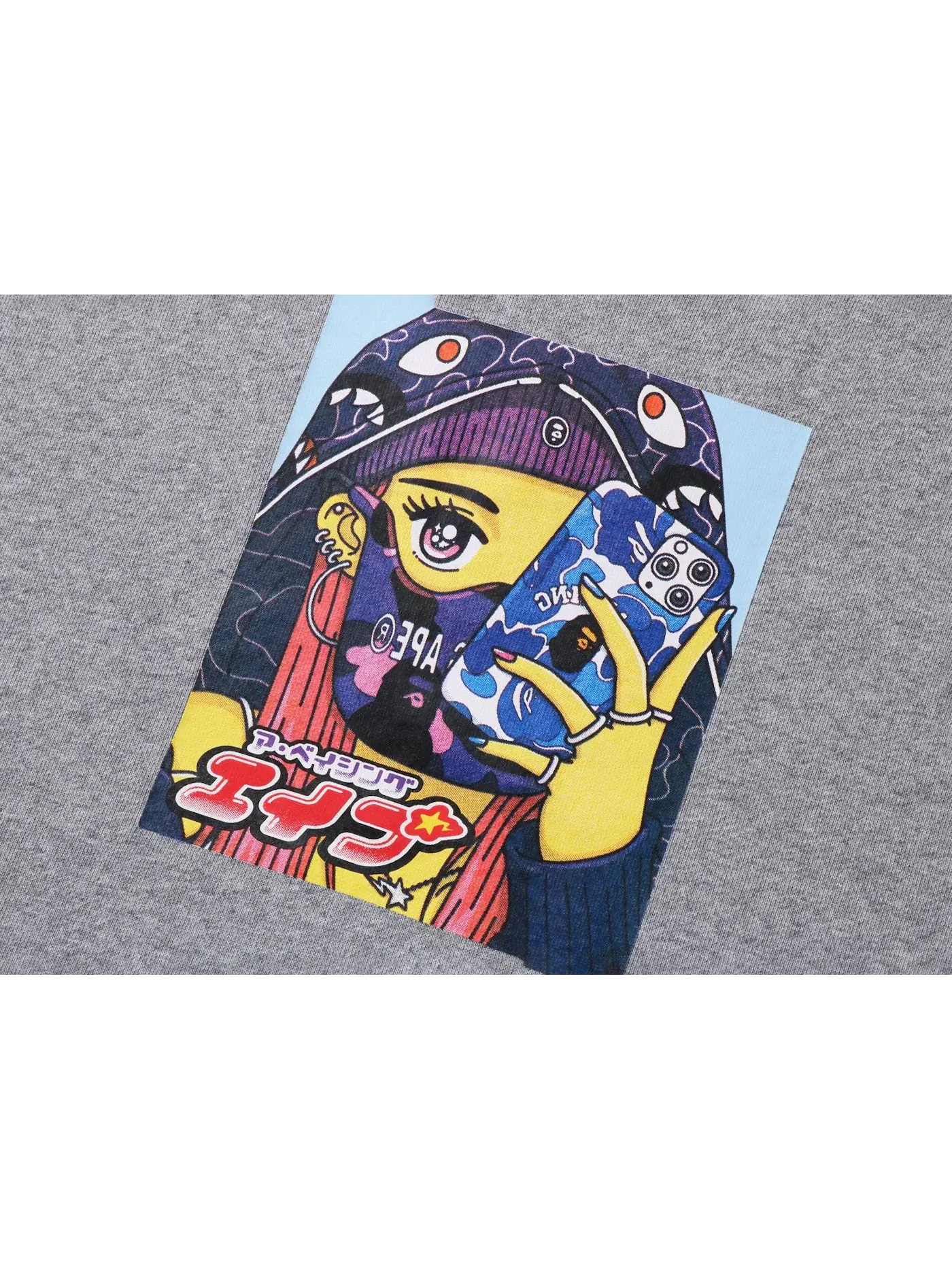 Мужской худи с принтом BAPE Hoodie BAPE — изображение 2 из 3, серый