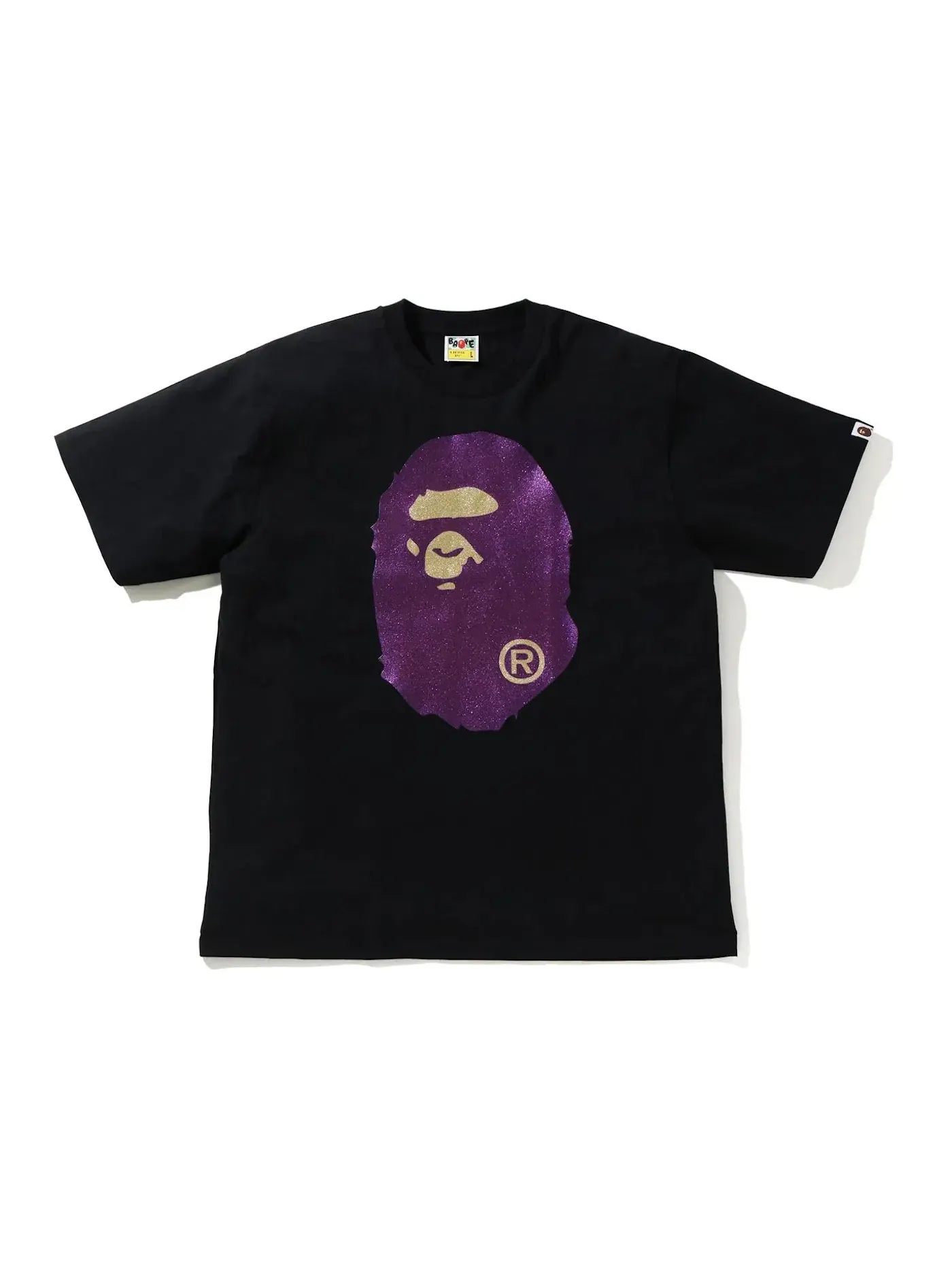 Мужская футболка свободного кроя с принтом Tee BAPE — изображение 1 из 1, черный/фиолетовый