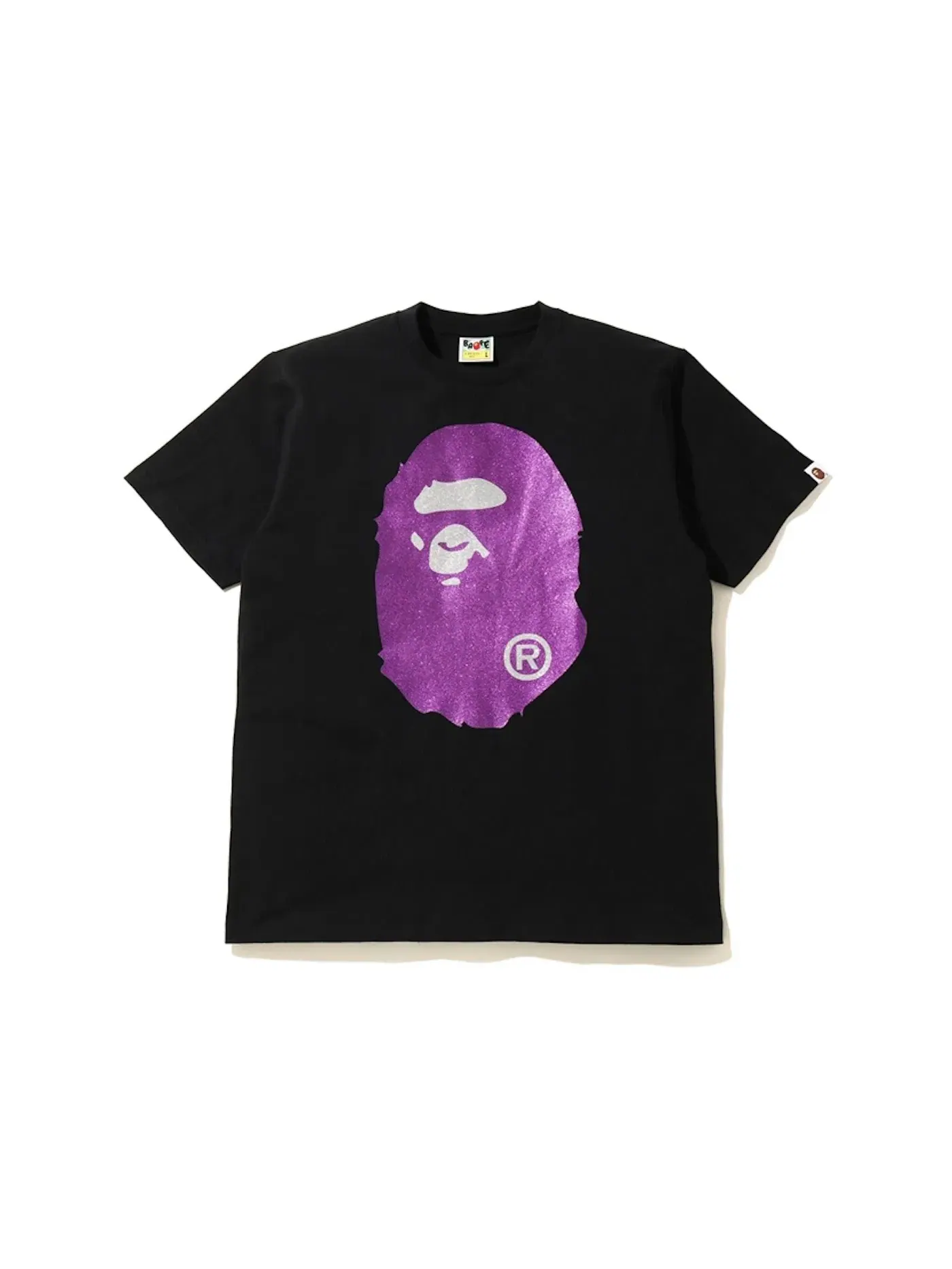 Мужская футболка с принтом BAPE Glitter Big Ape Head Tee BAPE — изображение 1 из 1, черный