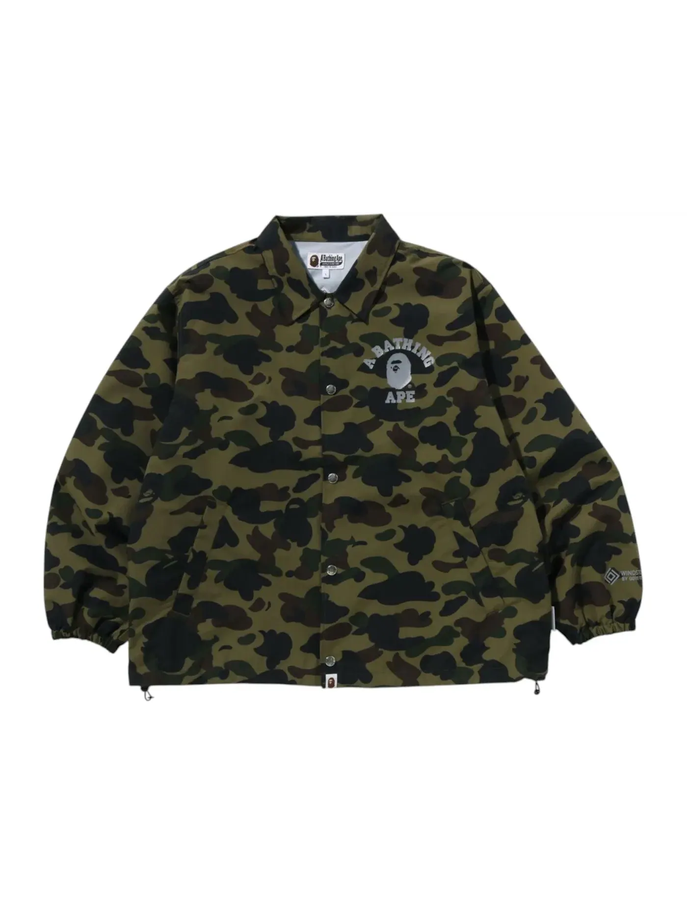 Мужская куртка с принтом Gore-Tex Wind Stopper 1st Camo Relaxed Coach Jacket BAPE — изображение 1 из 1, зеленый