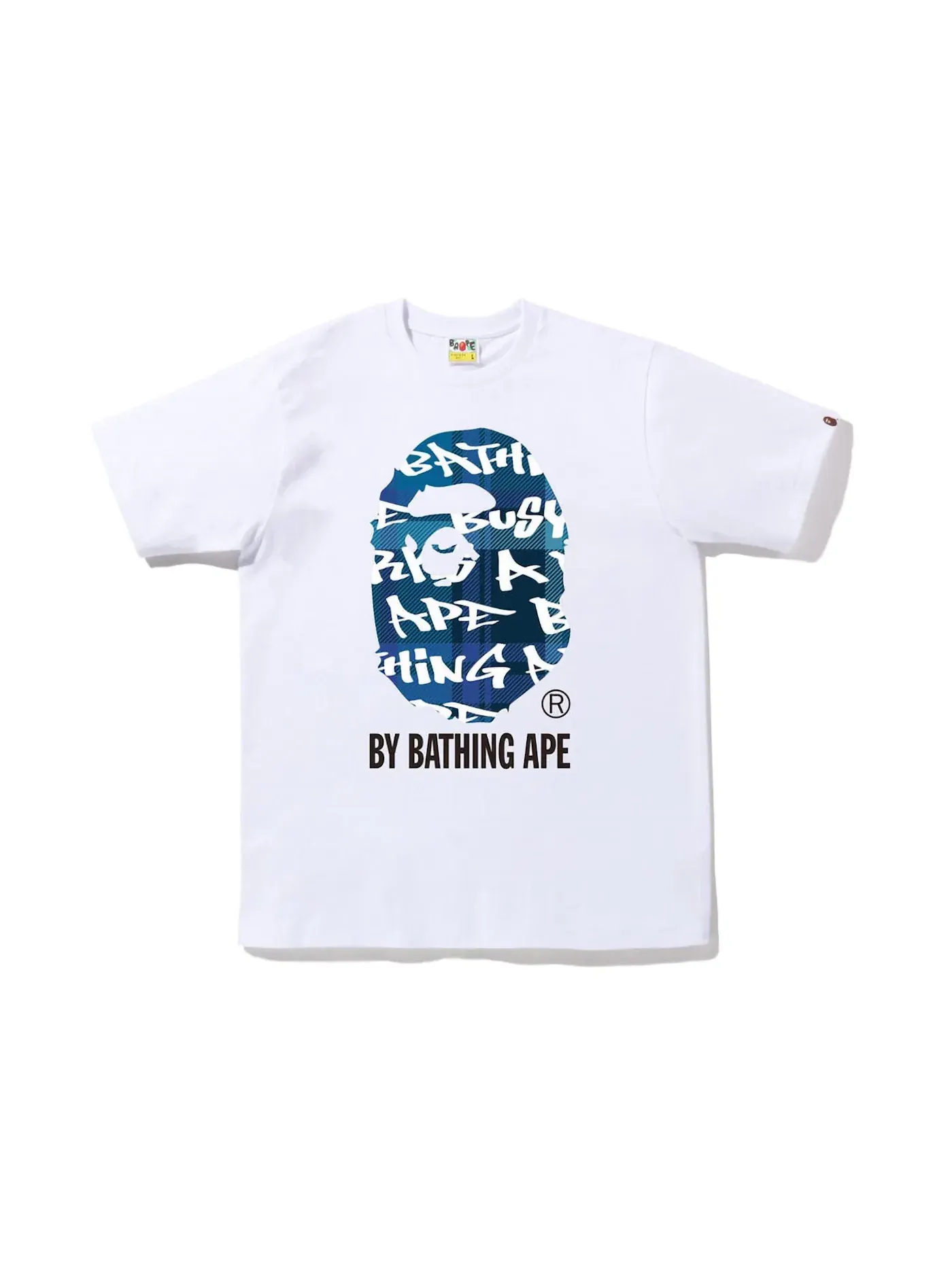 Мужская футболка с принтом Graffiti Check Tee BAPE — изображение 1 из 1, белый синий
