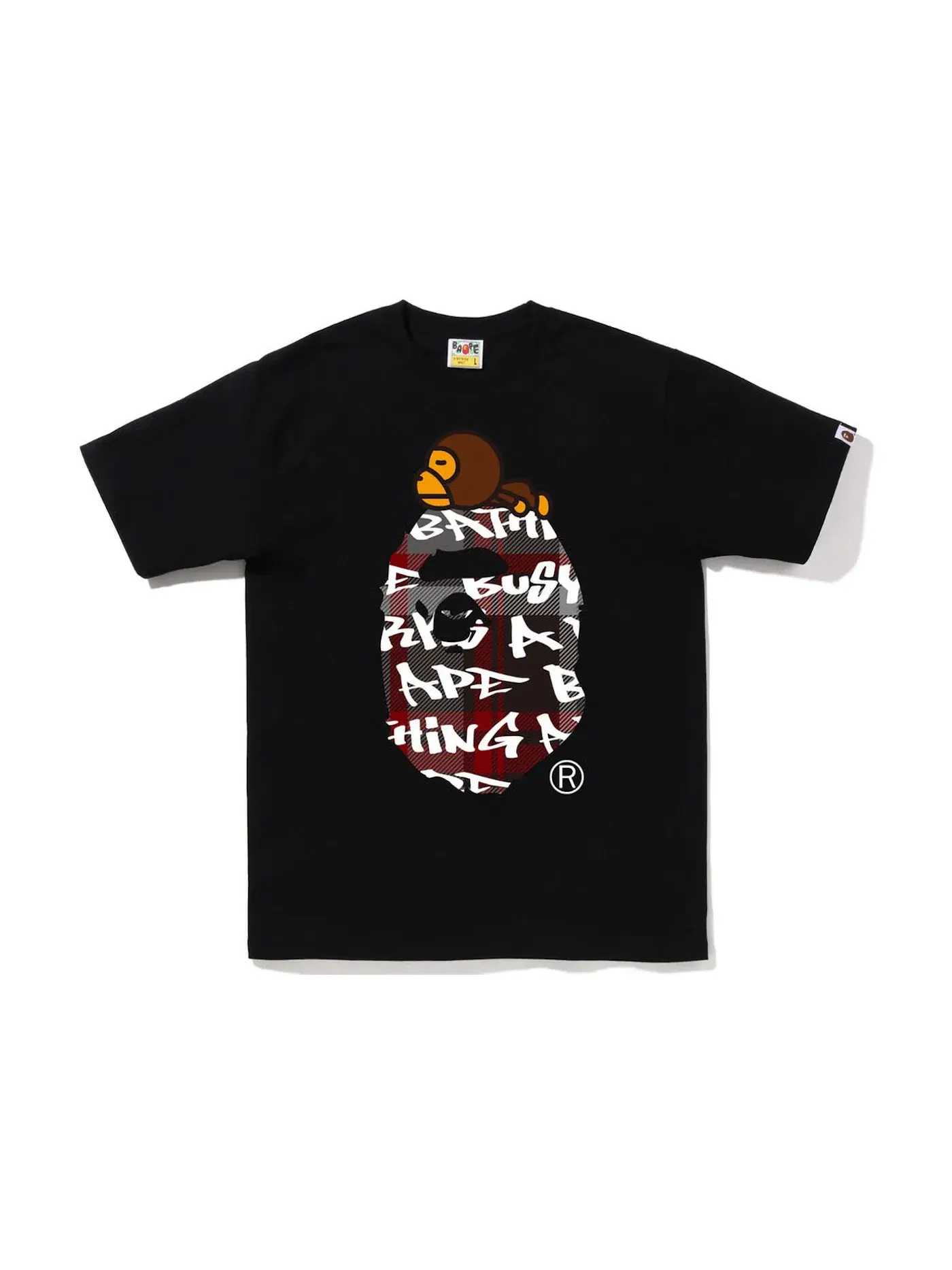 Мужская футболка с принтом Graffiti Check Milo On Big Ape Tee BAPE — изображение 1 из 1, черный