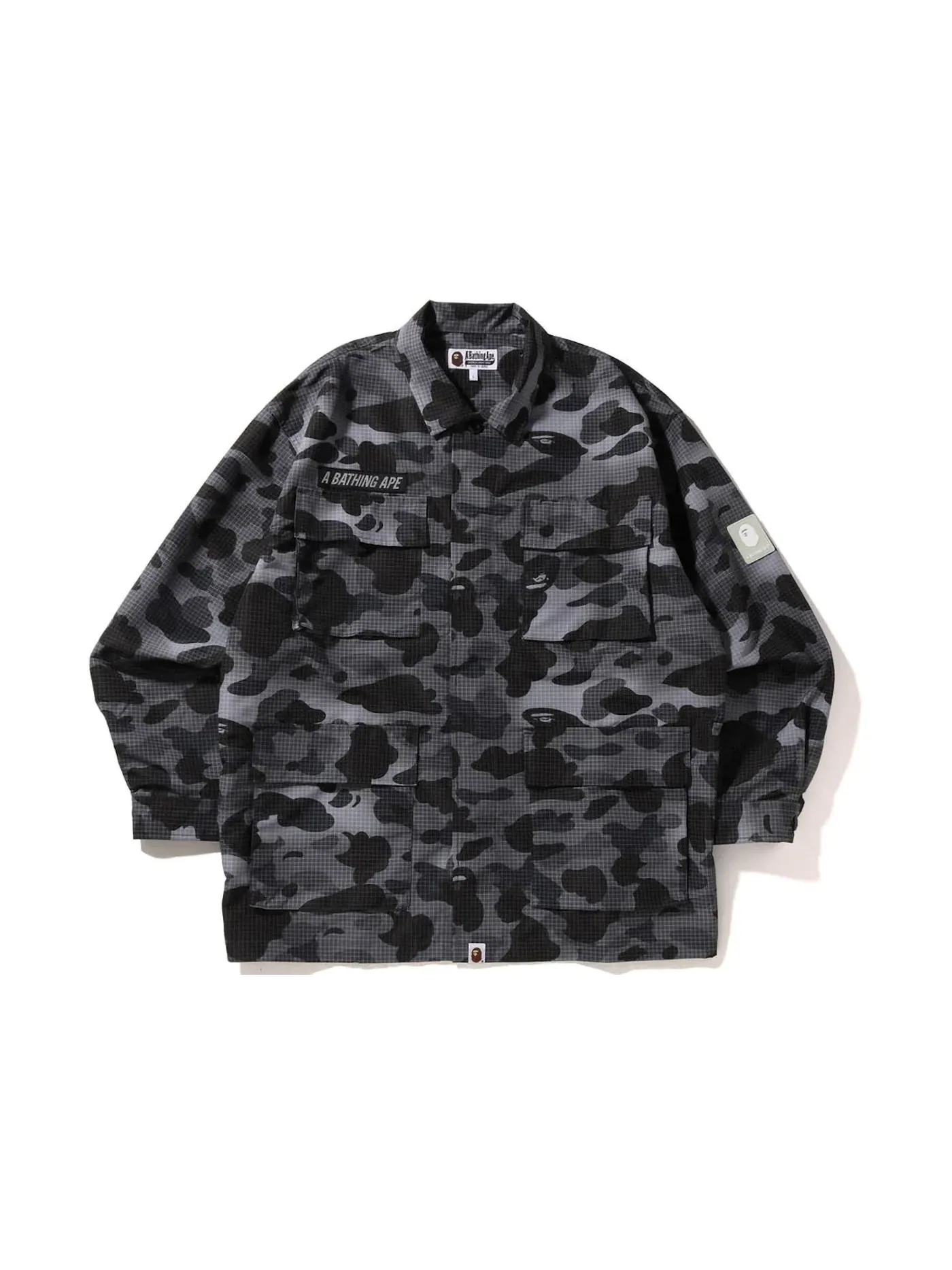Мужская рубашка свободного кроя с камуфляжным принтом BAPE — изображение 1 из 1, черный