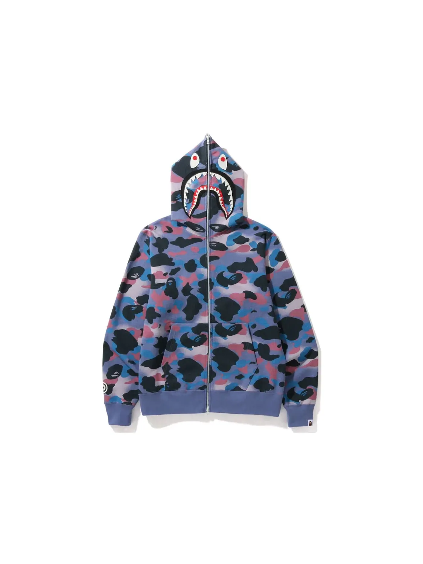 Мужская худи BAPE Grid Camo Shark Full Zip Hoodie — изображение 1 из 3, фиолетовый