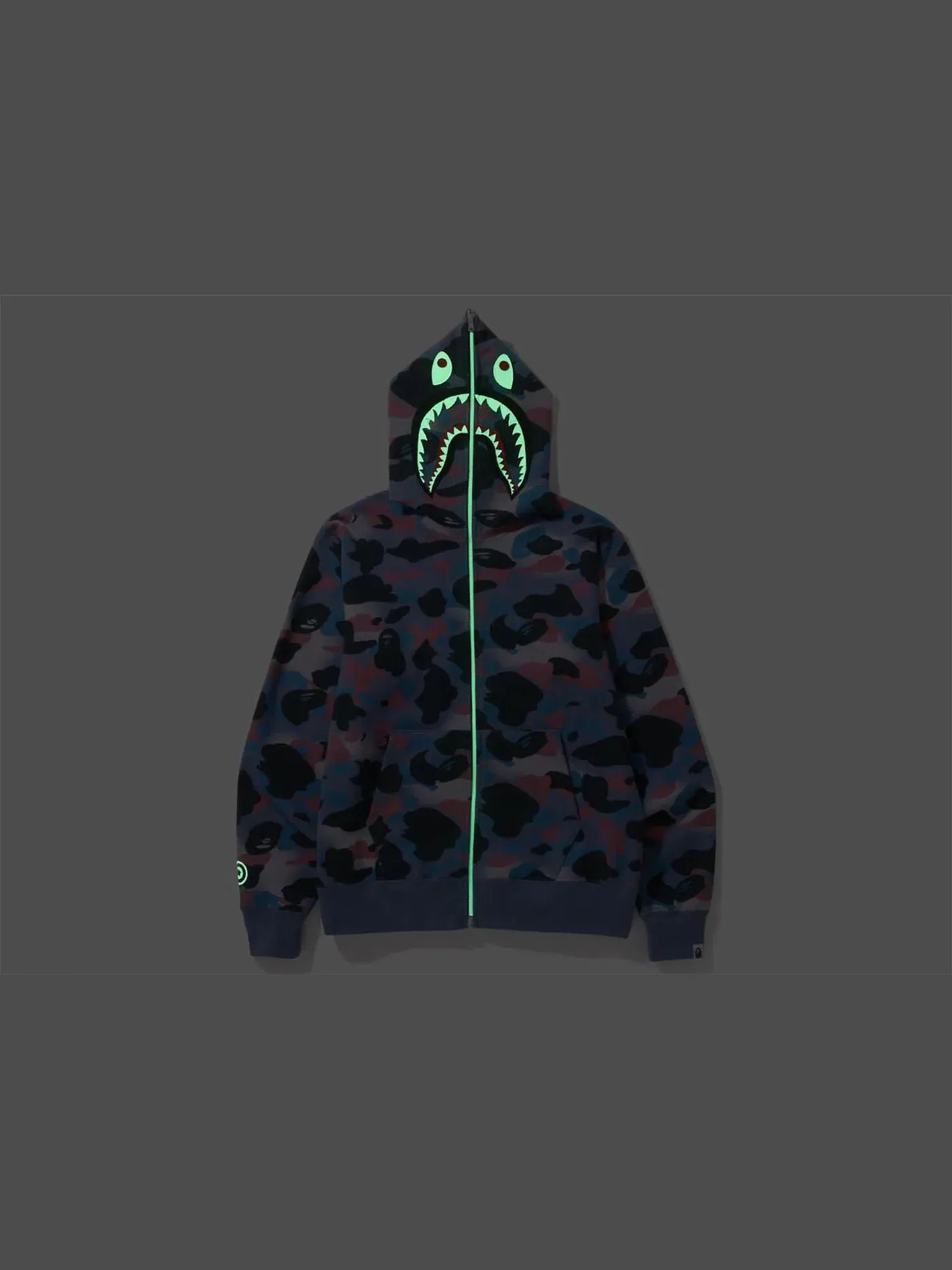 Мужская худи BAPE Grid Camo Shark Full Zip Hoodie — изображение 3 из 3, фиолетовый