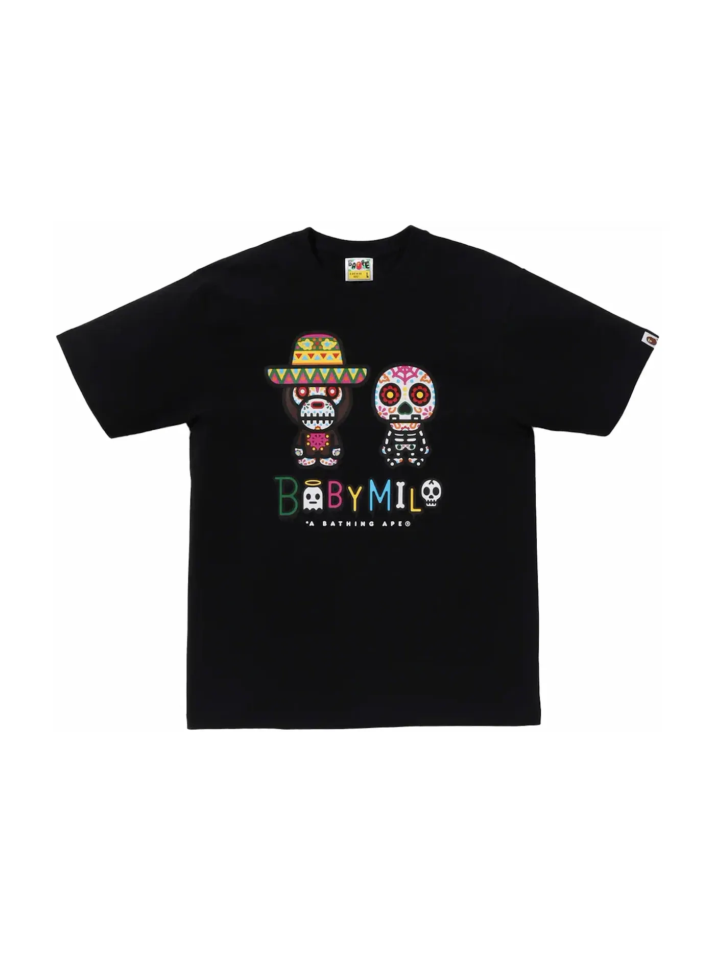 Мужская футболка с принтом Baby Milo BAPE — изображение 1 из 1, черный
