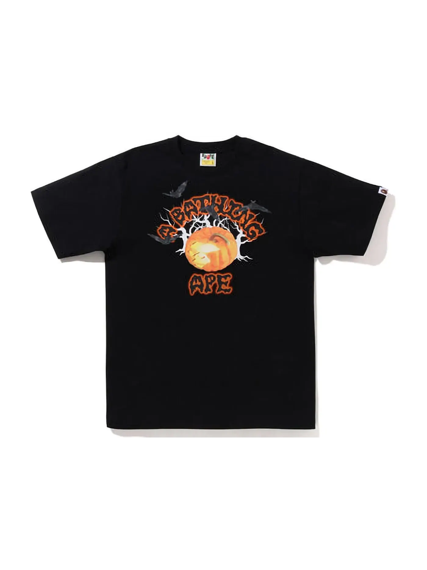 Мужская футболка с принтом BAPE Halloween Jack O' Lantern College Tee — изображение 1 из 1, черный