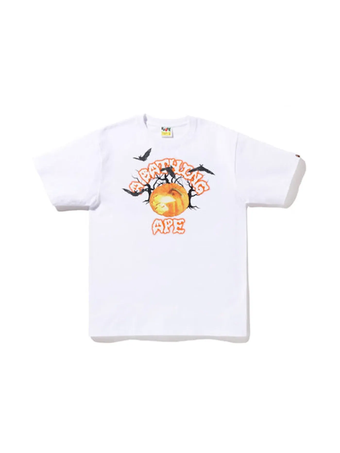 Мужская футболка с принтом BAPE Halloween Jack O' Lantern College Tee BAPE — изображение 1 из 1, белый